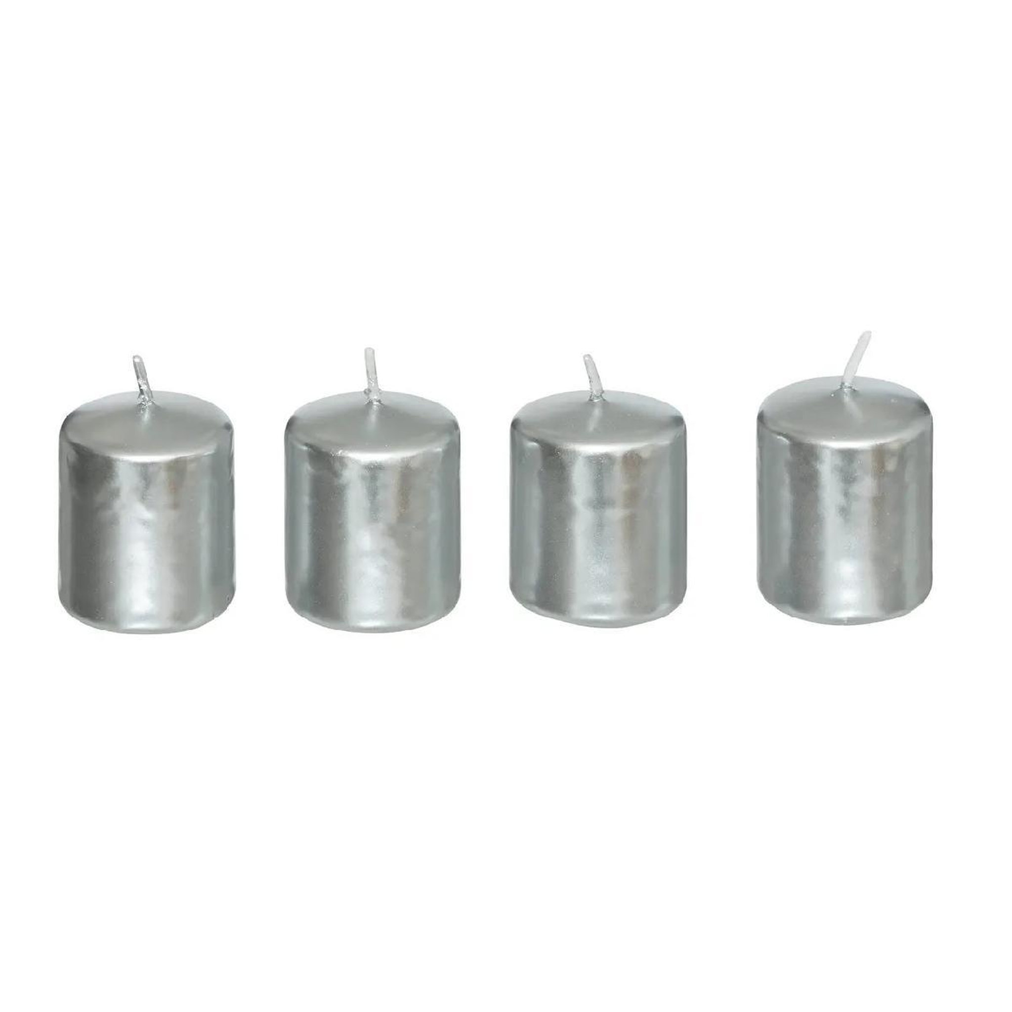 ATMOSPHERA Lot de 4 bougies déco  satin  4cm argent