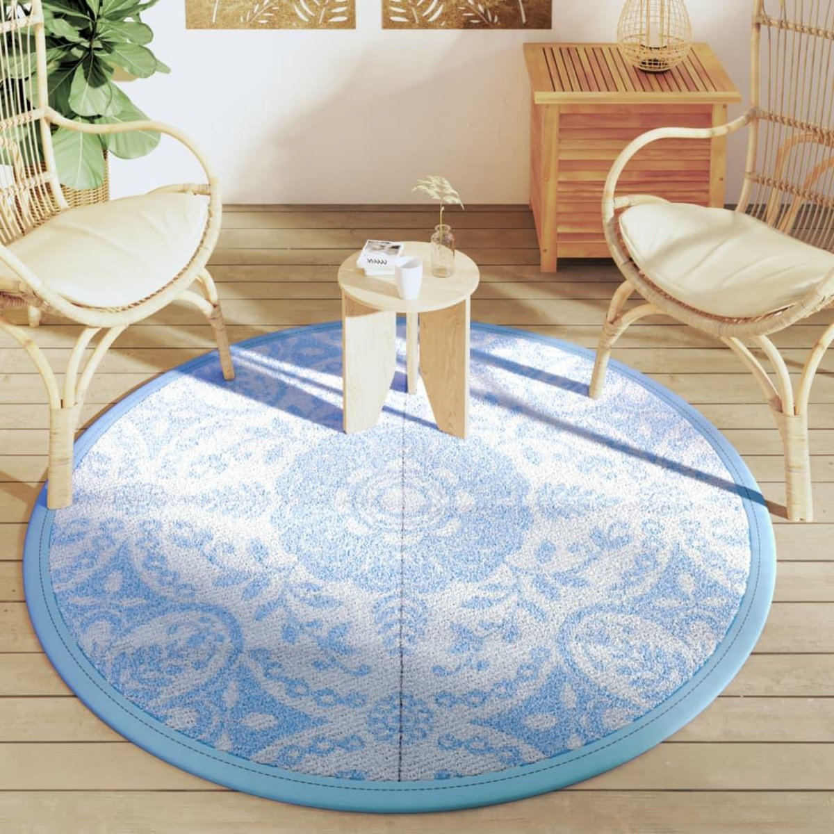VIDAXL Tapis d'exterieur ARAKIL bleu azure Ø160 cm PP