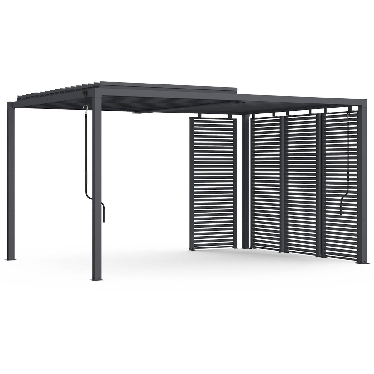 ID MARKET Pergola bioclimatique lames orientables acier 3x4 M avec persiennes horizontales gris anthracite