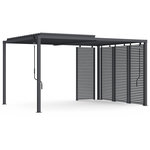 ID MARKET Pergola bioclimatique lames orientables acier 3x4 M avec persiennes horizontales gris anthracite