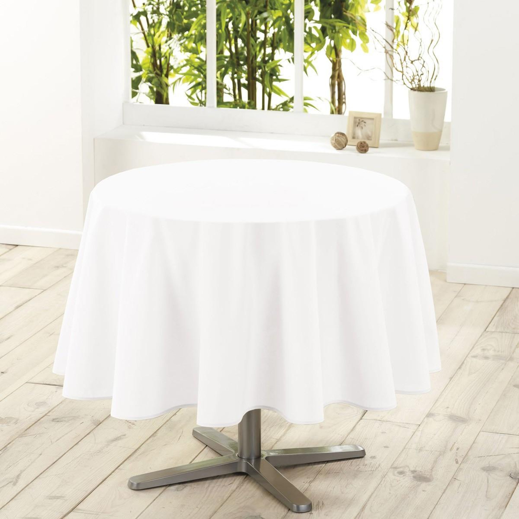 Douceur d'Intérieur Nappe ronde antitache  essentiel  180cm blanc