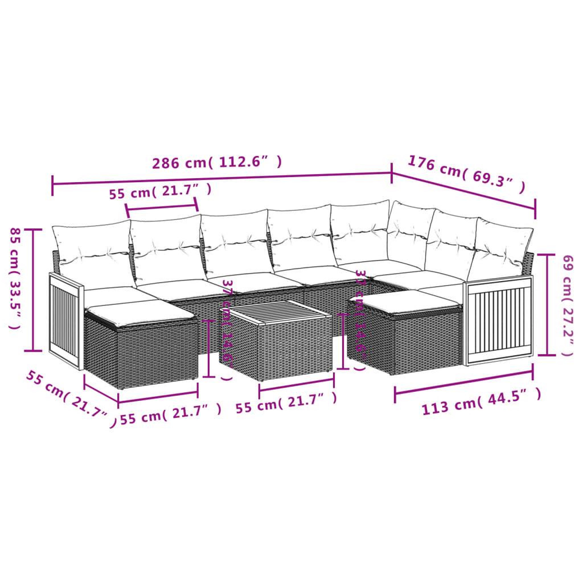 Voir la diapositive 4 : VIDAXL Salon de jardin avec coussins 10 pcs gris resine tressee