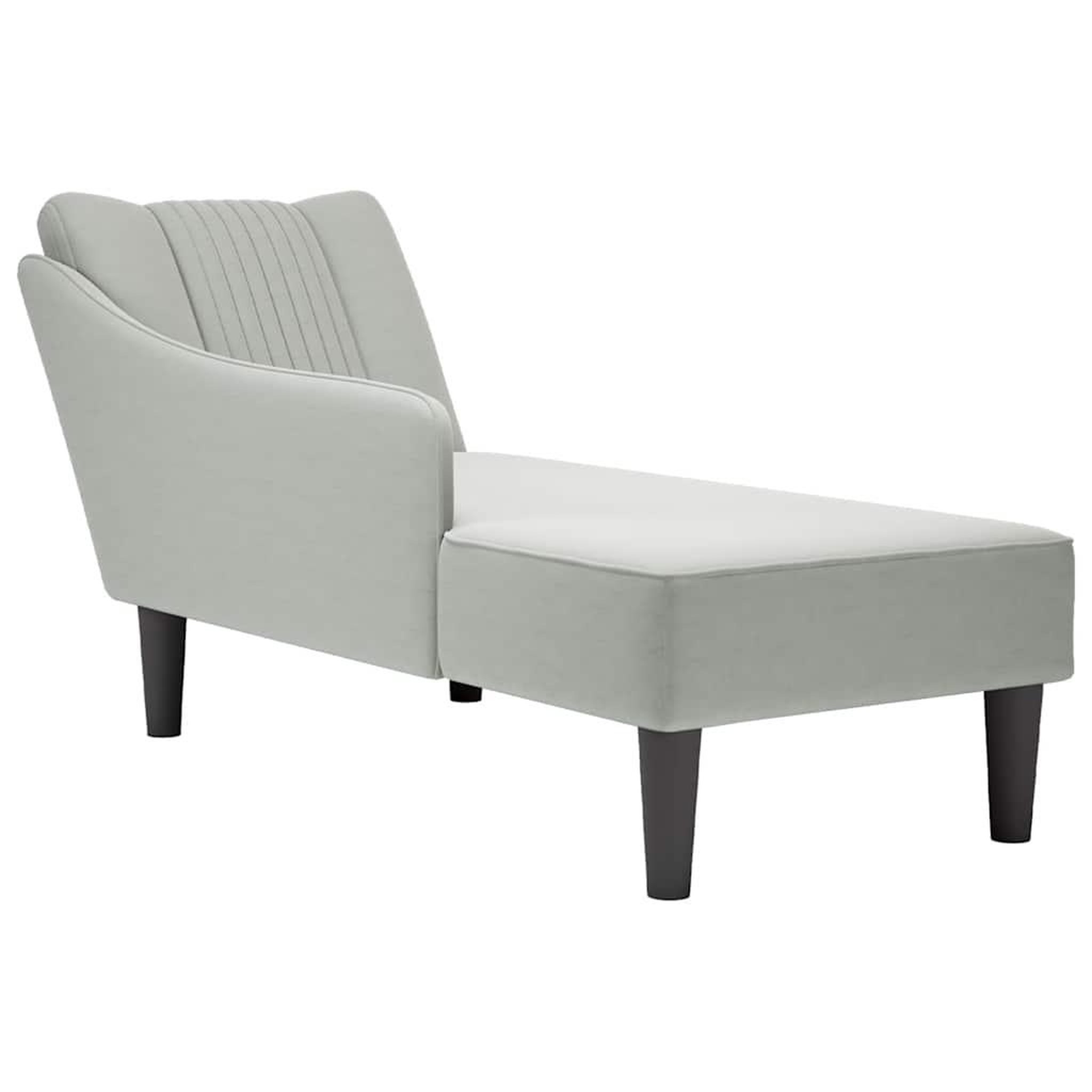 VIDAXL Fauteuil long avec accoudoir droit gris clair velours