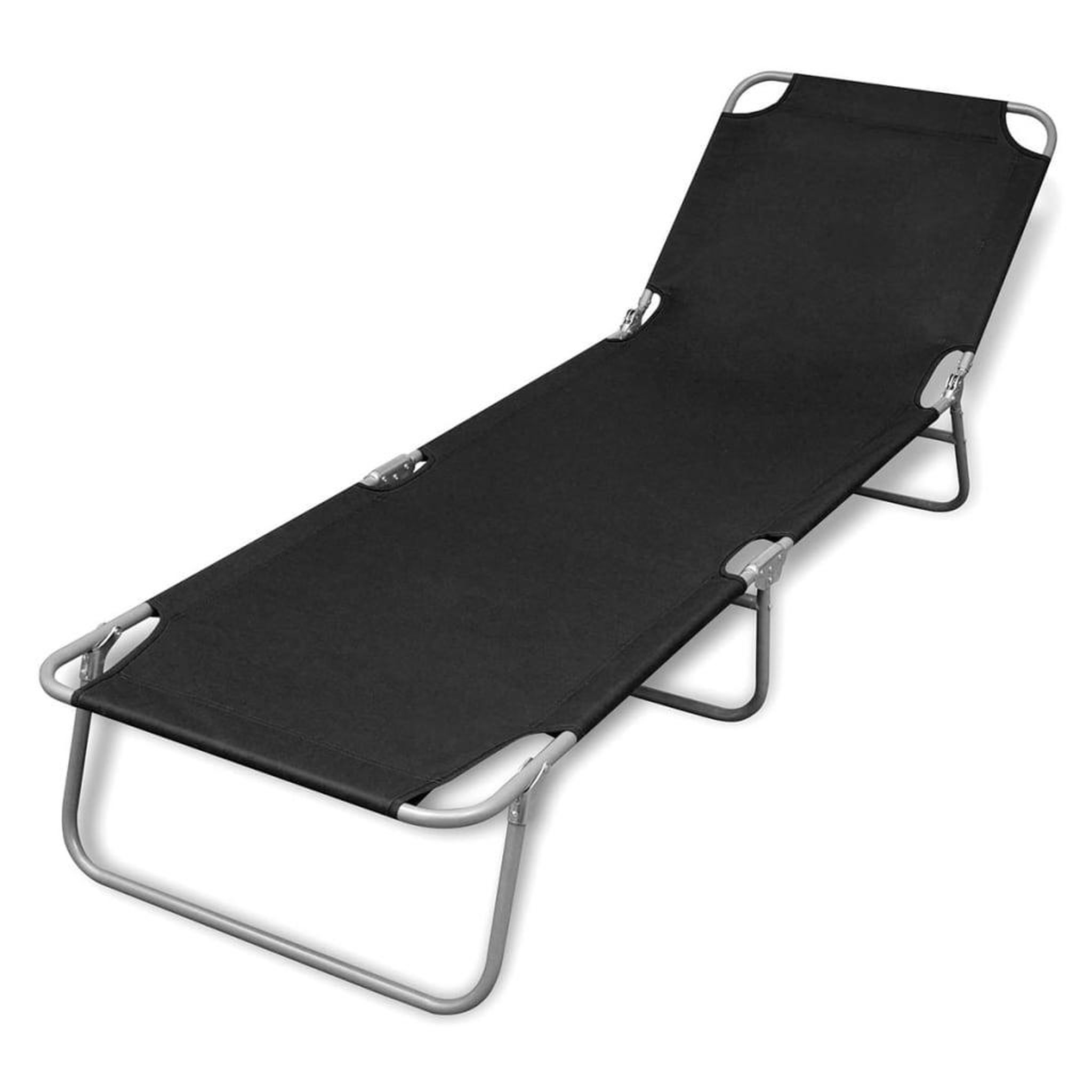 VIDAXL Chaise longue pliable acier enduit de poudre noir