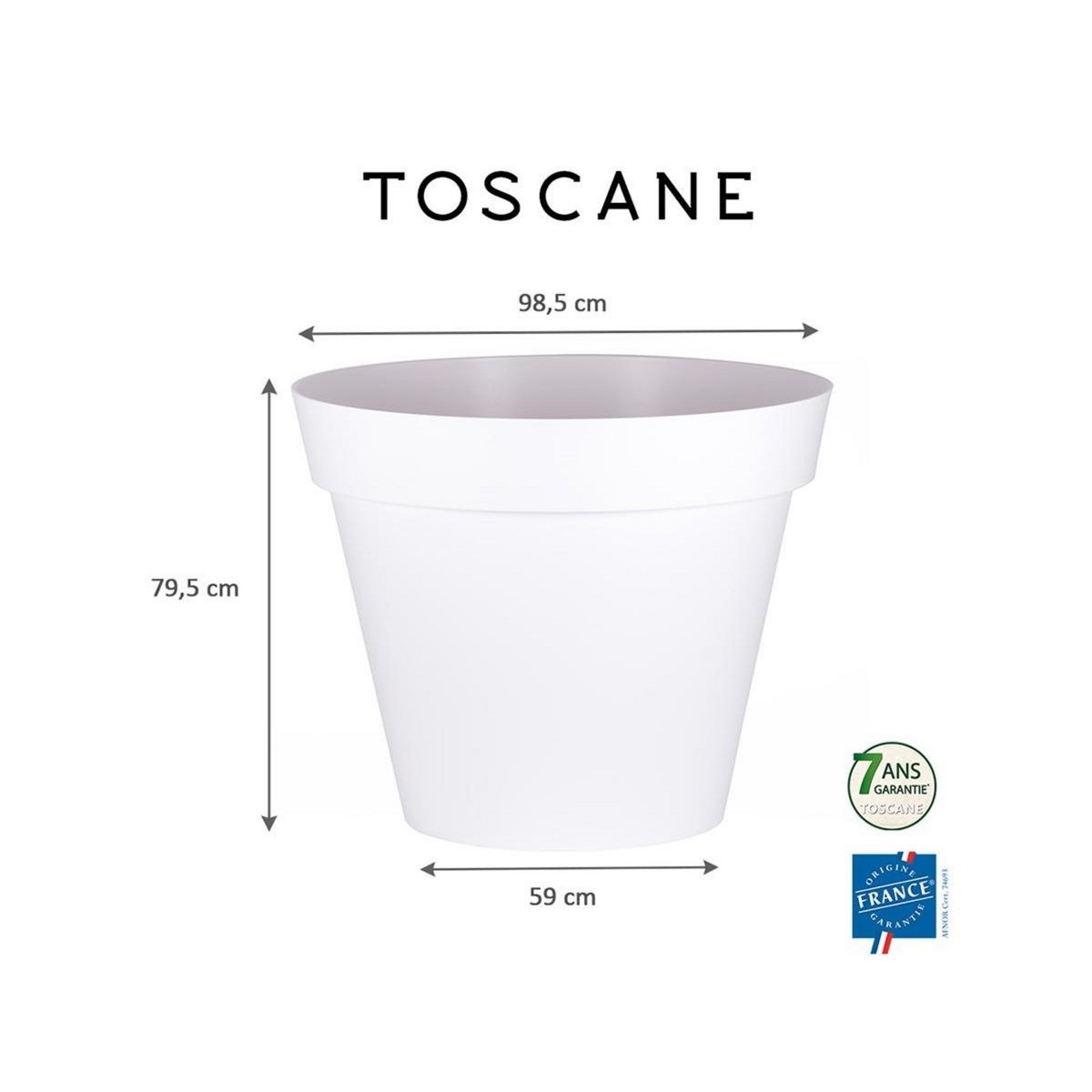 Eda Pot de fleur rond Toscane Ø 100 x H.79 cm - Blanc - Eda