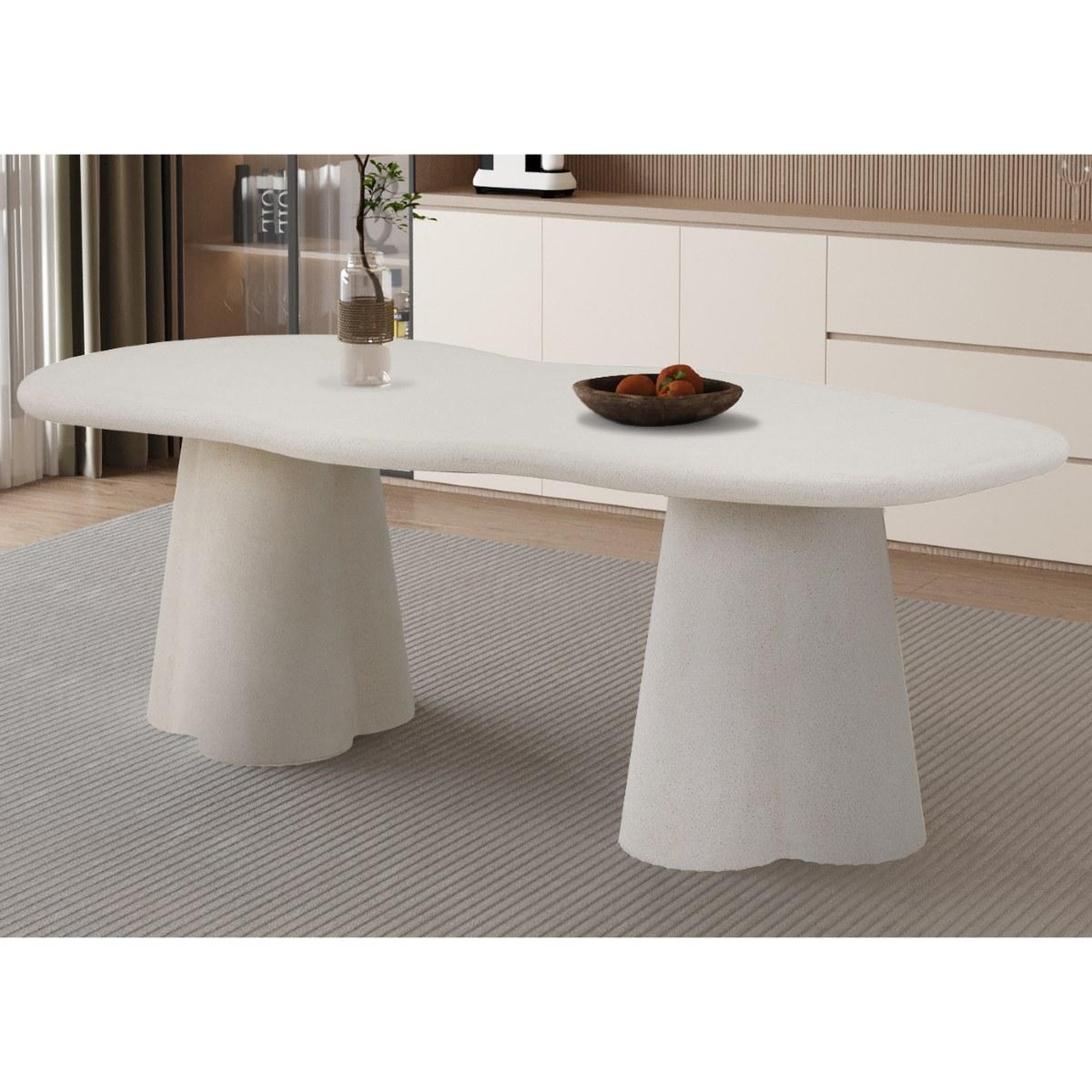 Voir la diapositive 2 : JLC KREATION Table à manger organique en fibre de ciment 220cm orka