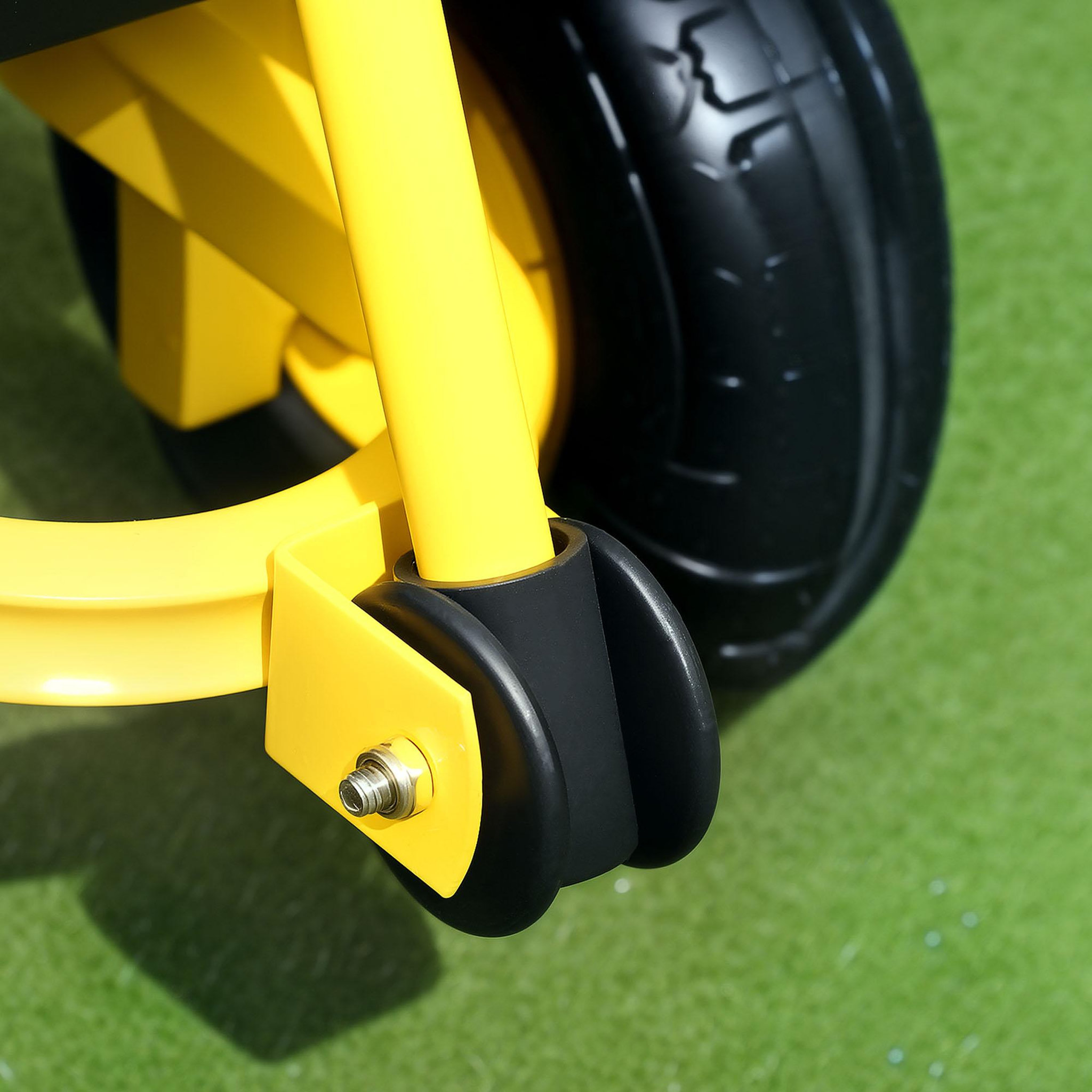 Voir la diapositive 6 : OUTSUNNY Chariot de jardin en acier - chariot de transport - côtés amovibles, poignée rotative - max. 200 kg - noir jaune