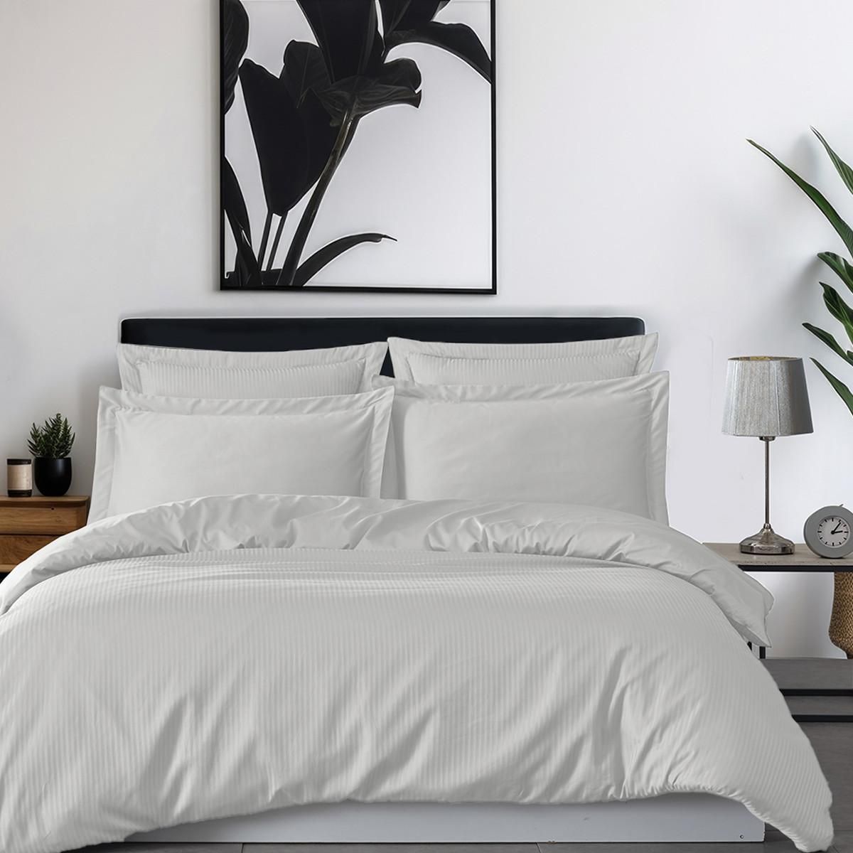 Sensei Maison Parure housse de couette rayée satin + 2 taies 50x70 cm VERSALUXE