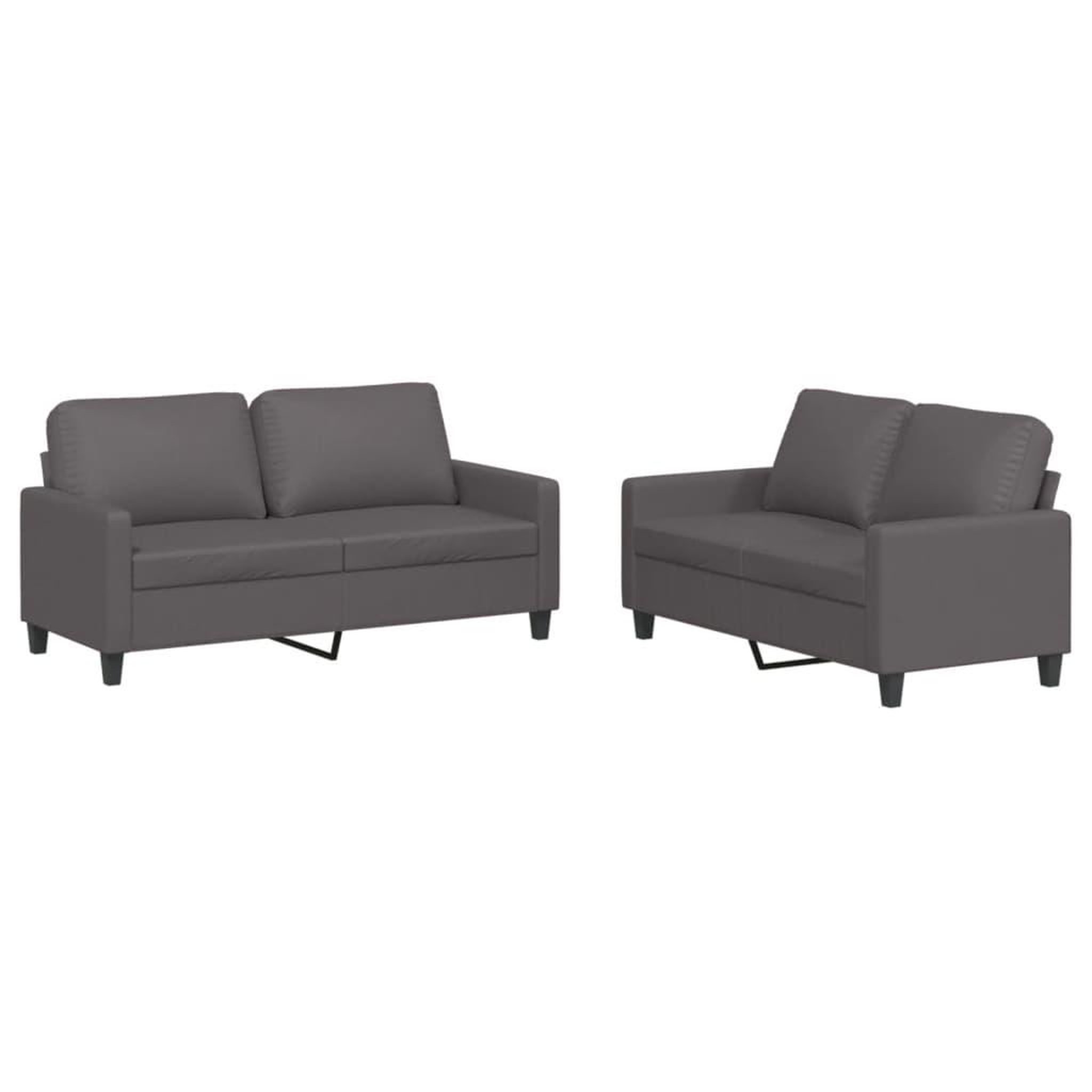 Voir la diapositive 2 : VIDAXL Ensemble de canapes 2 pcs avec coussins Gris Similicuir