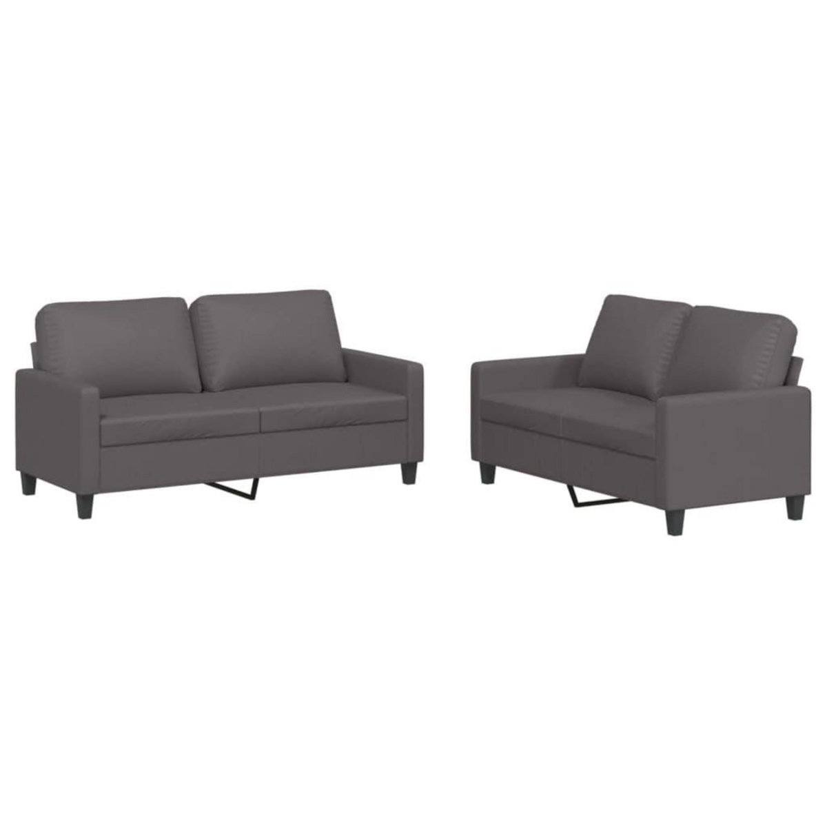 VIDAXL Ensemble de canapes 2 pcs avec coussins Gris Similicuir