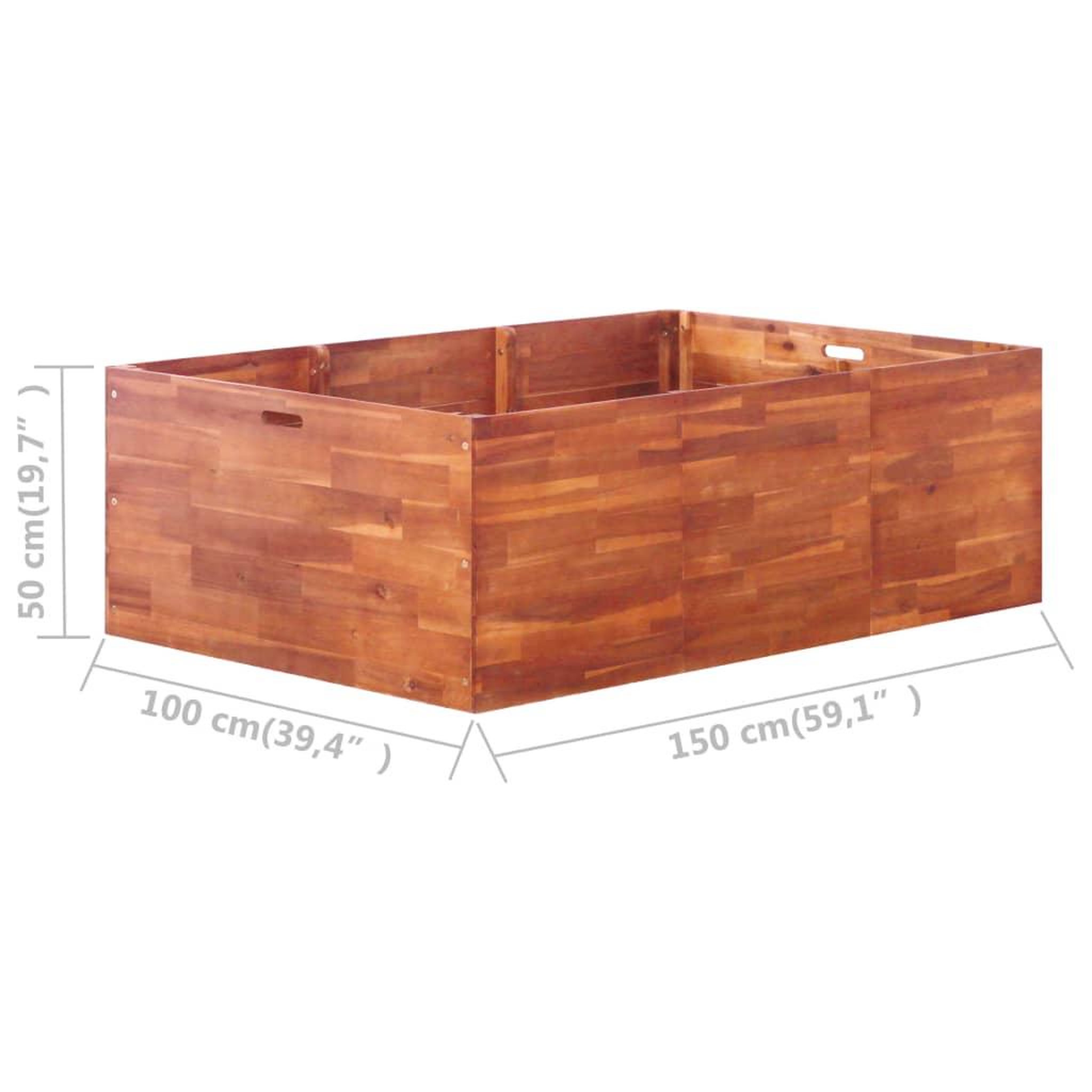 Voir la diapositive 6 : VIDAXL Lit sureleve de jardin Bois d'acacia 150x100x50 cm