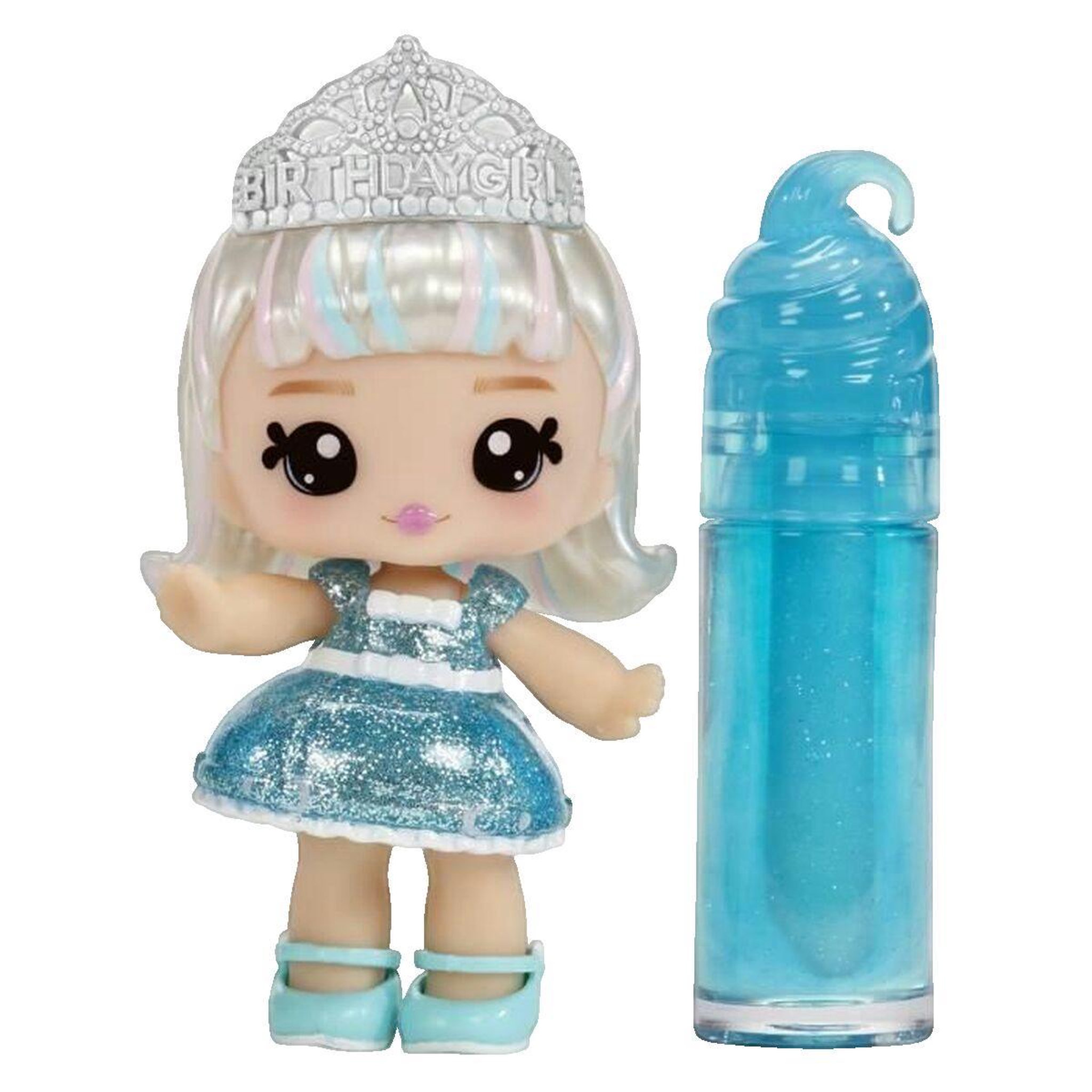 L.O.L. SURPRISE! Yummiland - 1 poupée 10 cm et un gloss pailleté a créer - Callie - Goût gâteau d'anniversaire - Des 4ans