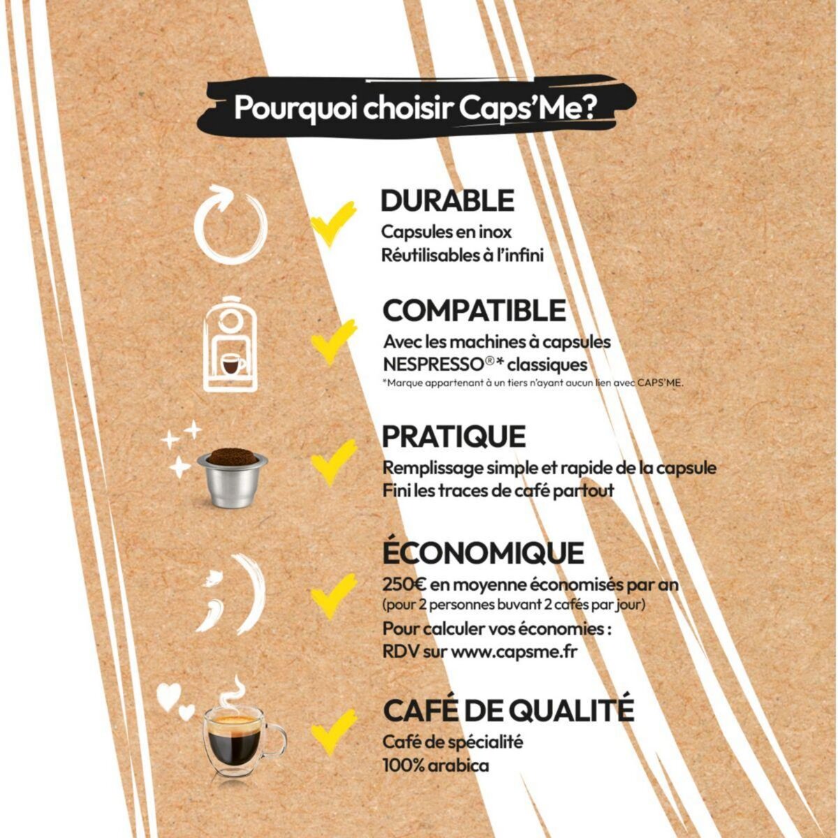 CAPS ME Capsule réutilisable 3 capsules réutilisables à l'infini