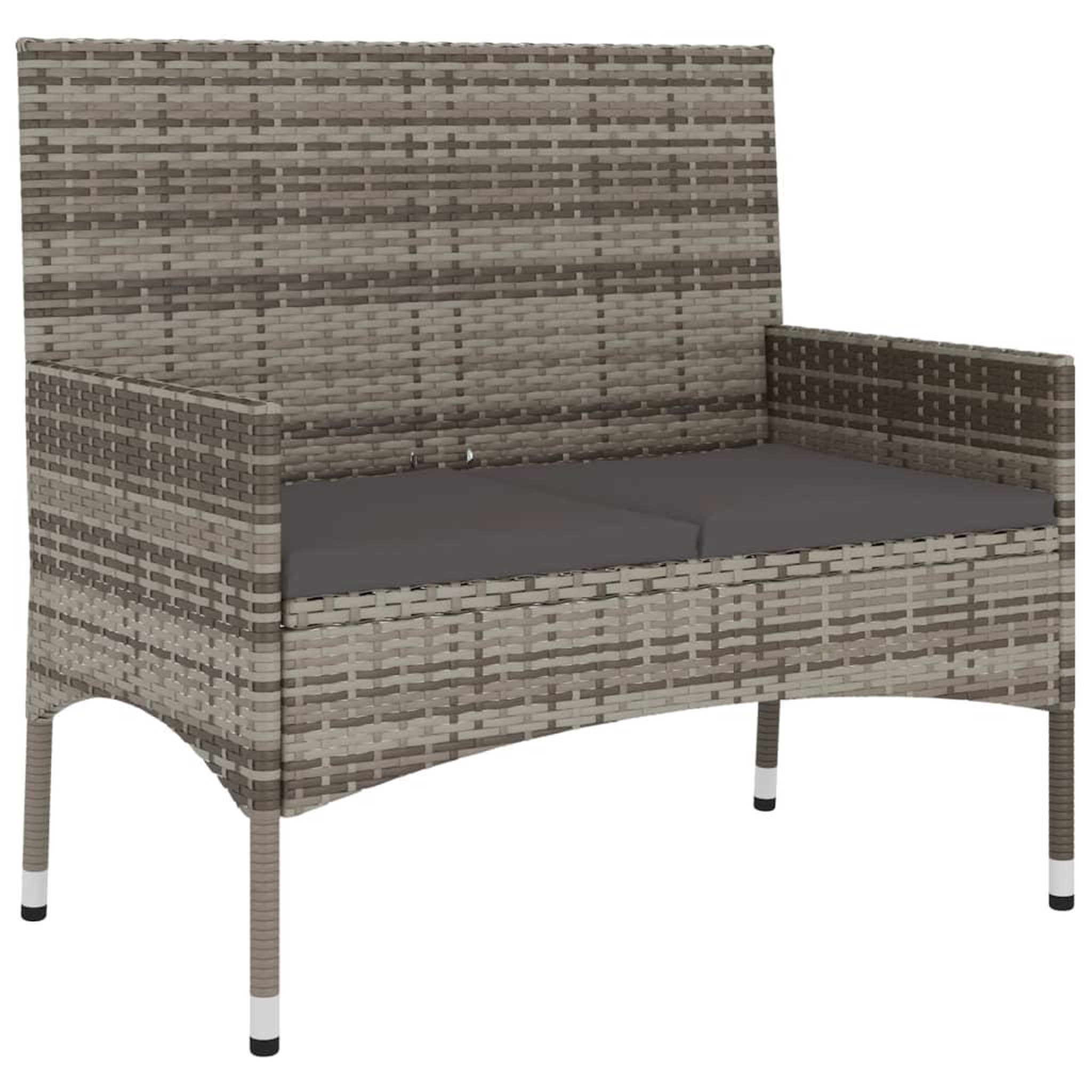 Voir la diapositive 2 : VIDAXL Banc de Jardin a 2 Places avec Coussins Gris Resine Tressee