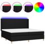 Voir la diapositive 2 : VIDAXL Sommier a lattes de lit matelas et LED Noir 200x200 cm Tissu
