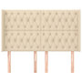 Voir la diapositive 3 : VIDAXL Tete de lit avec oreilles Creme 163x16x118/128 cm Tissu