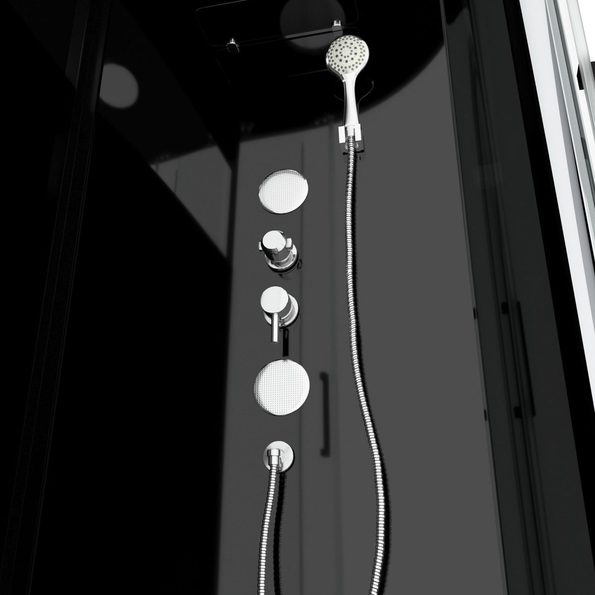 Aurlane Cabine de douche rectangle Hydromassante noire 80x110 cm - MIRROR 2