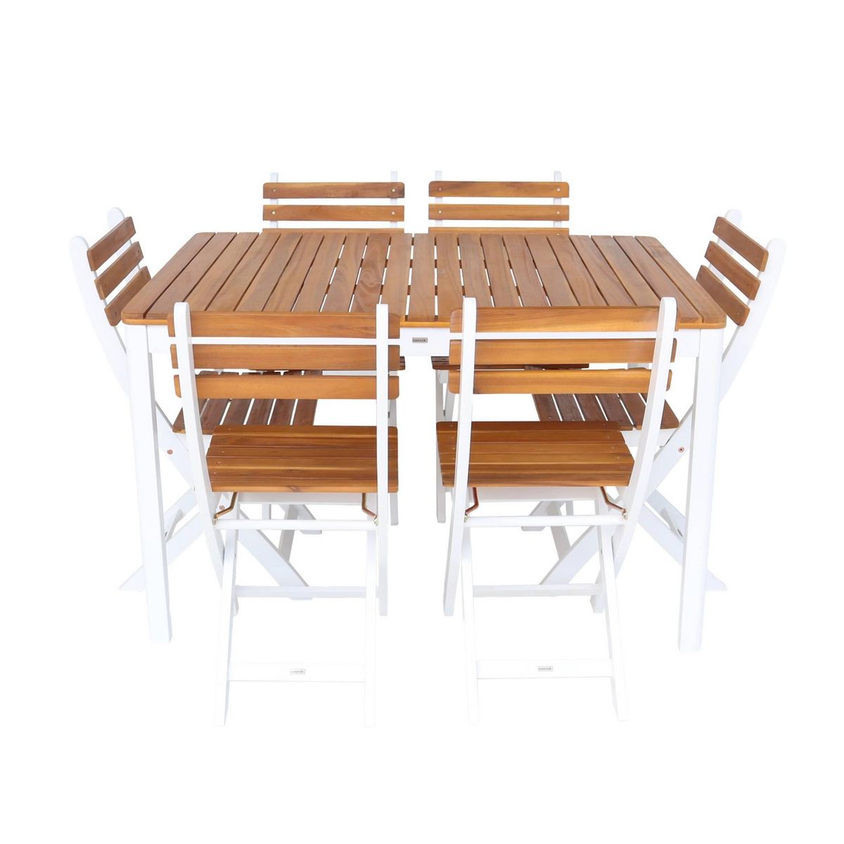 SWEEEK Table de jardin acacia avec coins arrondis, 6 chaises, 120 x 80 x 75 cm