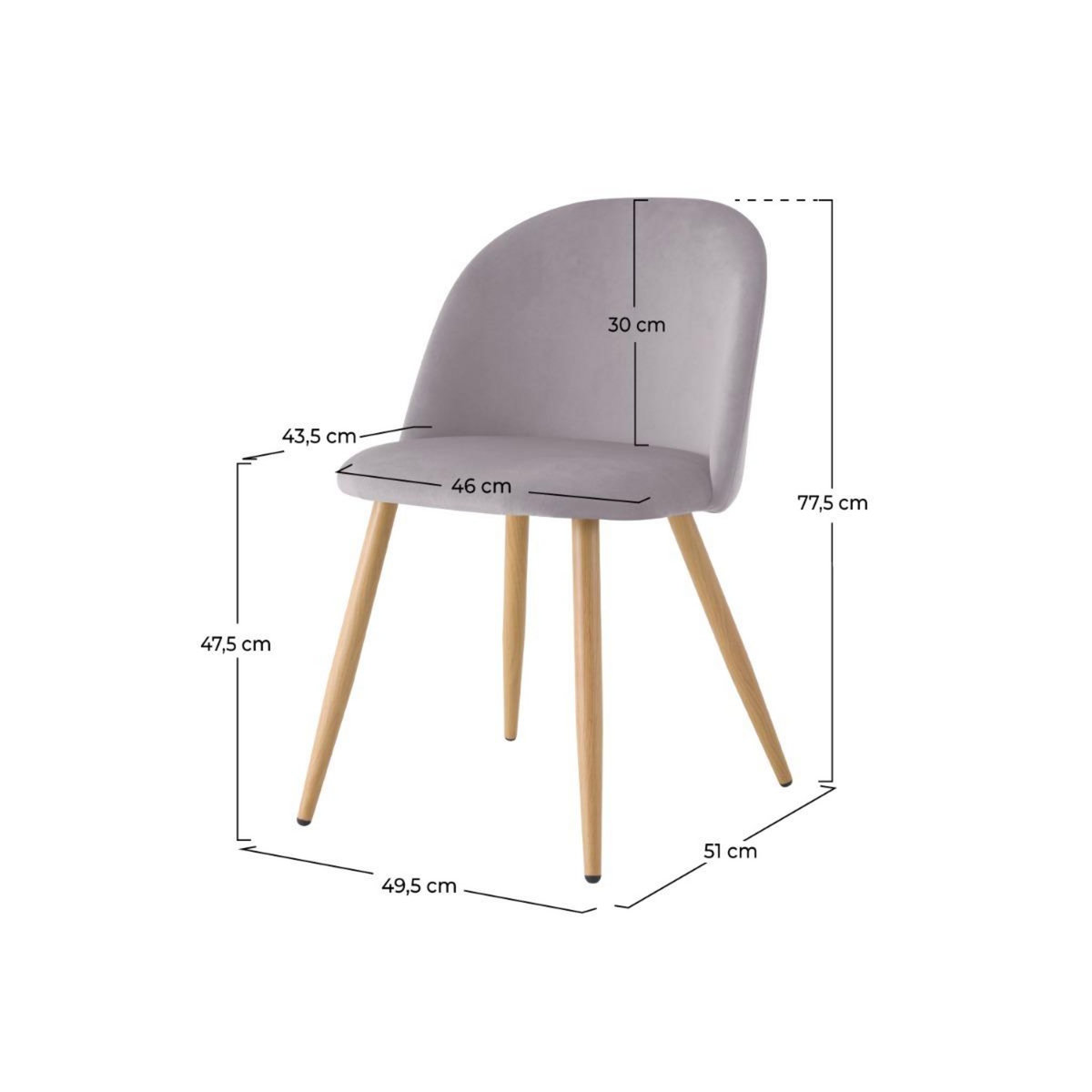 Rendez vous déco Lot de 2 chaises en velours bleu foncé et pieds en métal - Cozy