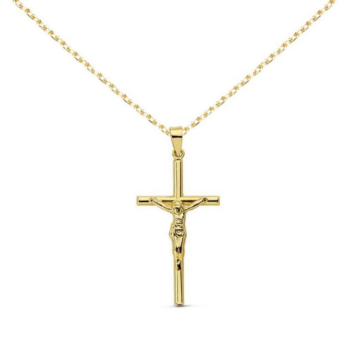L'ATELIER D'AZUR Collier - Médaille Christ sur la Croix Or 18 Carats 750/000 Jaune - Chaine Dorée