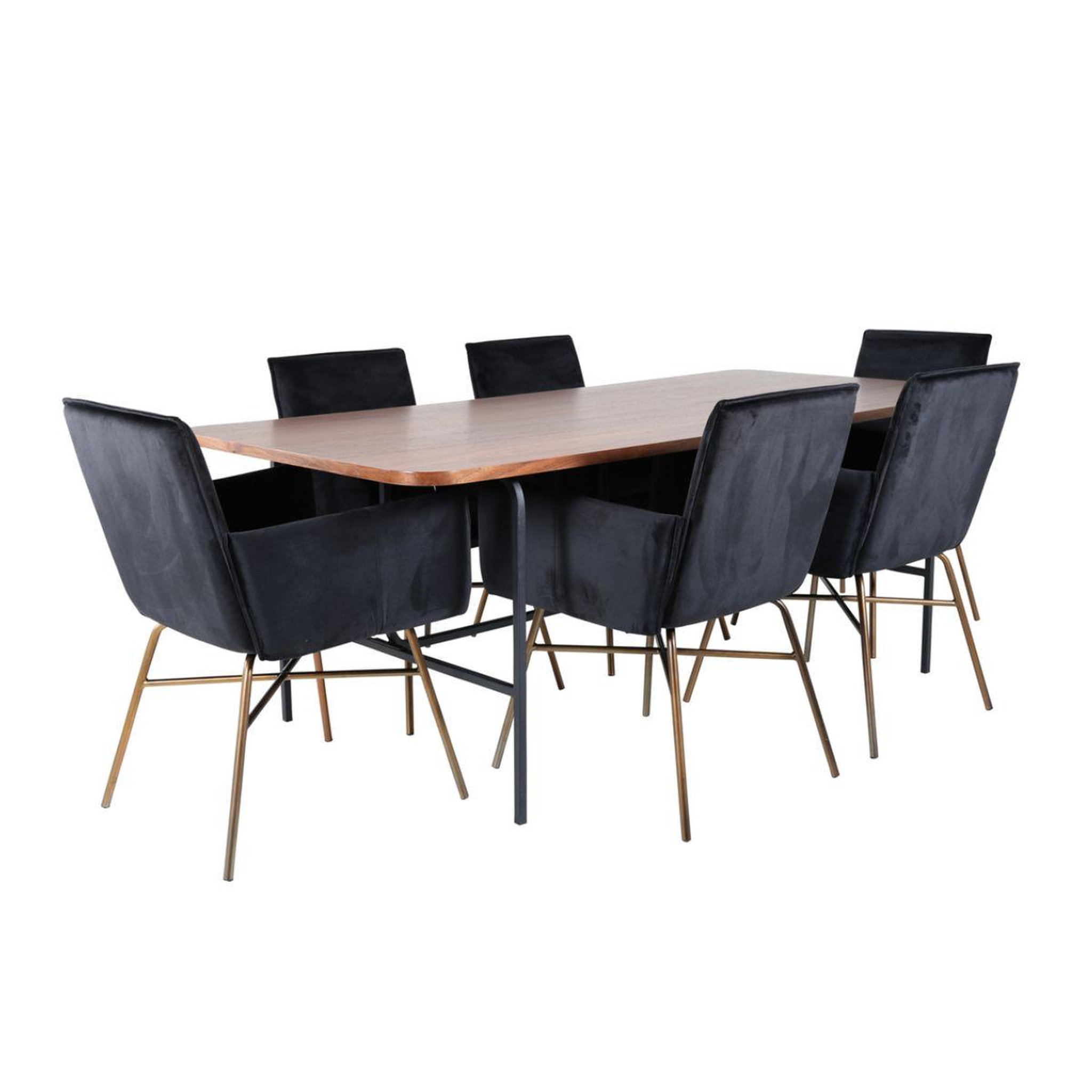 Paris Prix Ensemble table à manger & 6 chaises  uno & petra  200cm noir, cuivre & marron