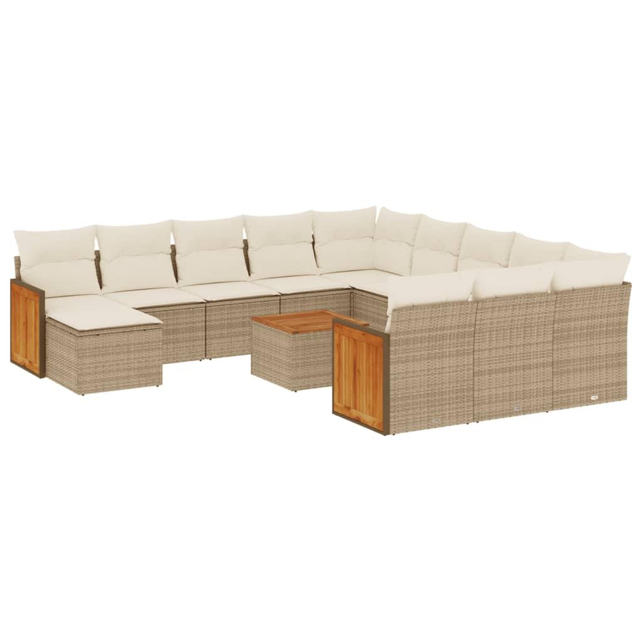 Voir la diapositive 2 : VIDAXL Salon de jardin avec coussins 13 pcs beige resine tressee