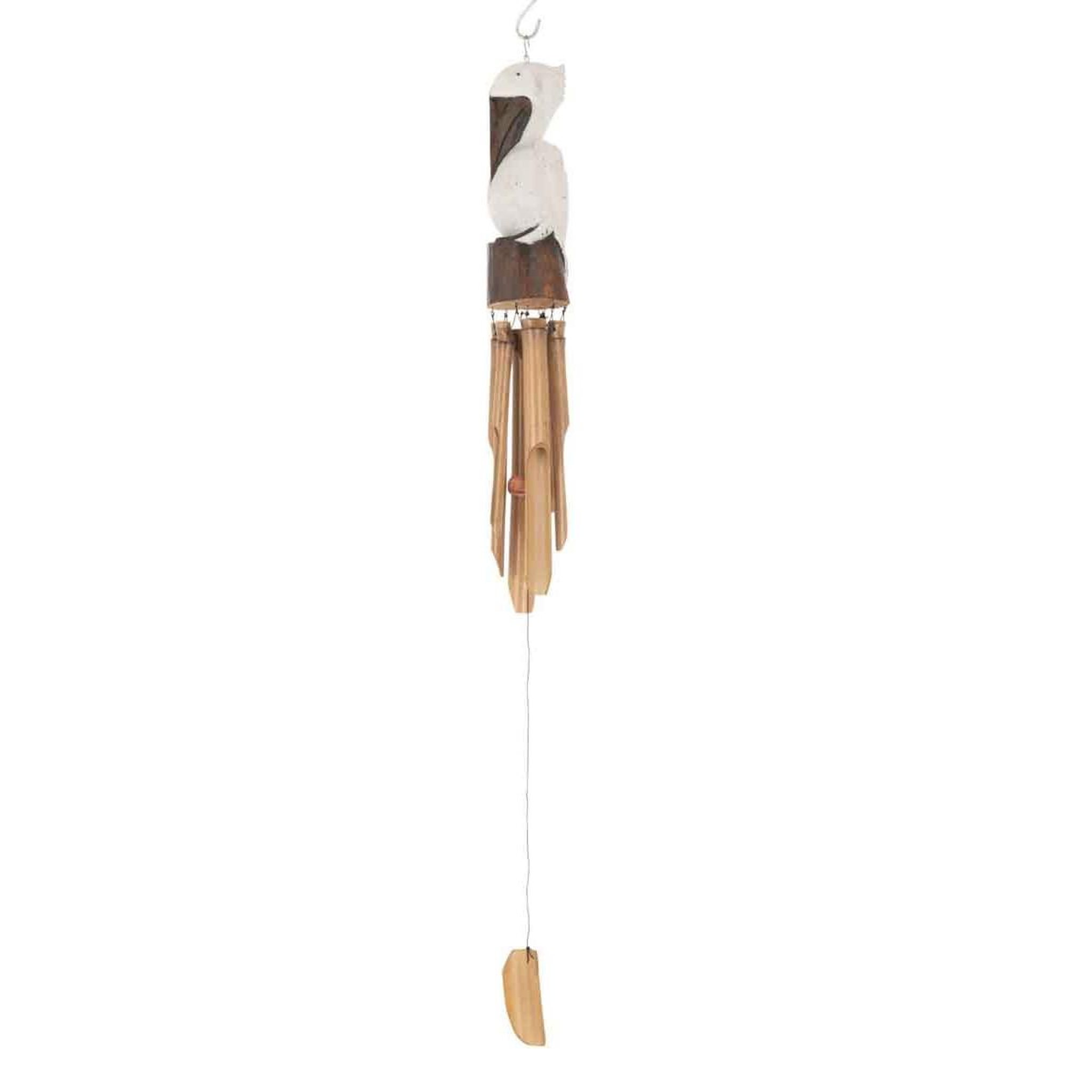 Voir la diapositive 1 : J-LINE Carillon déco à suspendre  pélican  80cm naturel