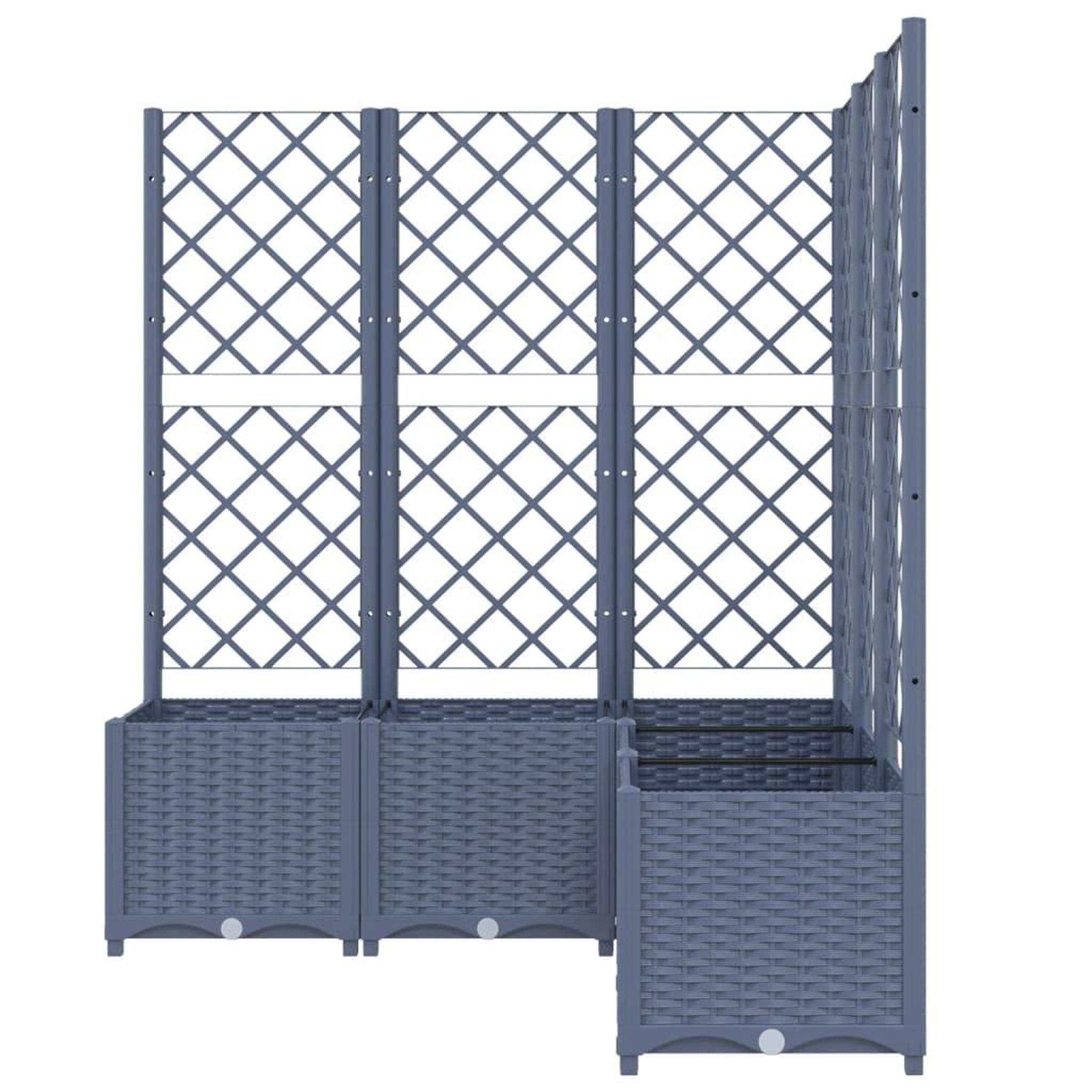 Voir la diapositive 4 : VIDAXL Jardiniere avec treillis bleu gris 120x120x136 cm PP