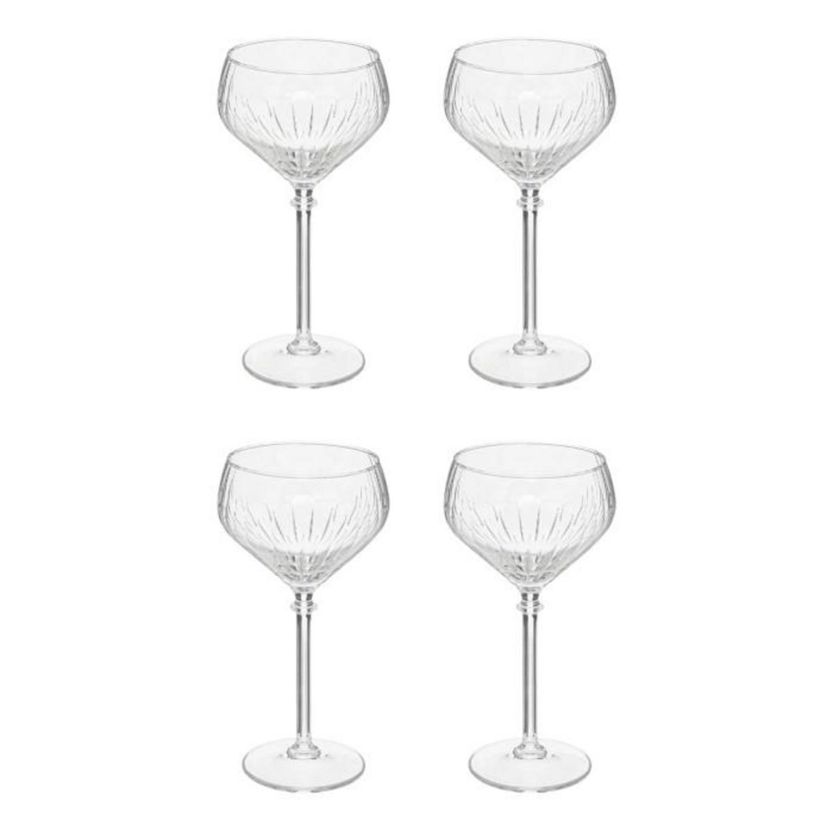 SECRET DE GOURMET Lot de 4 Coupes à Champagne  Strié  32cl Transparent