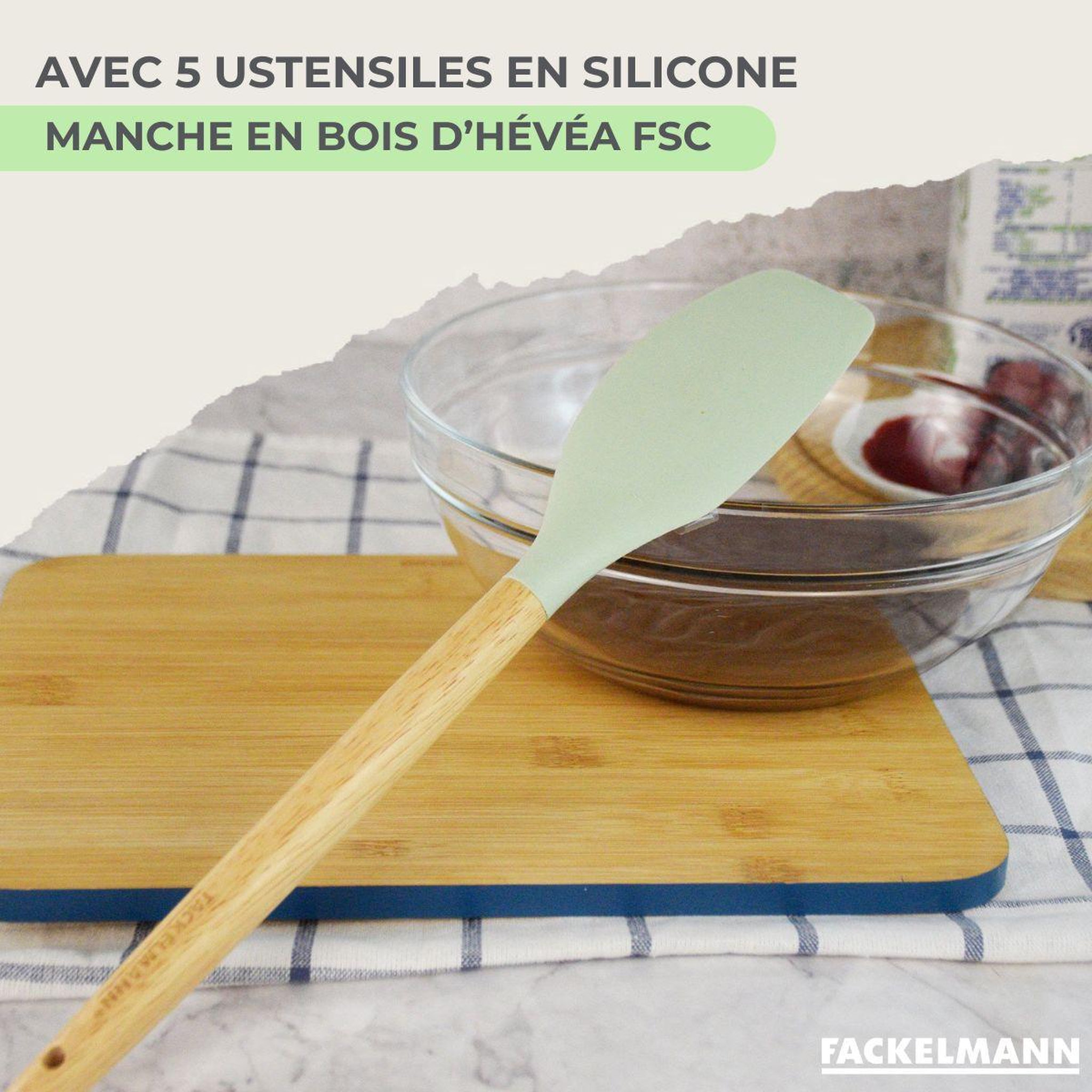 Voir la diapositive 6 : Fackelmann Batterie de cuisine avec 3 casseroles 12/16/20 cm et 1 poêle 24 cm avec 5 ustensiles de cuisine sans pfas fackelmann généva océan