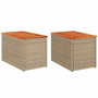 Voir la diapositive 2 : VIDAXL Tables d'appoint de jardin 2 pcs beige rotin bois massif