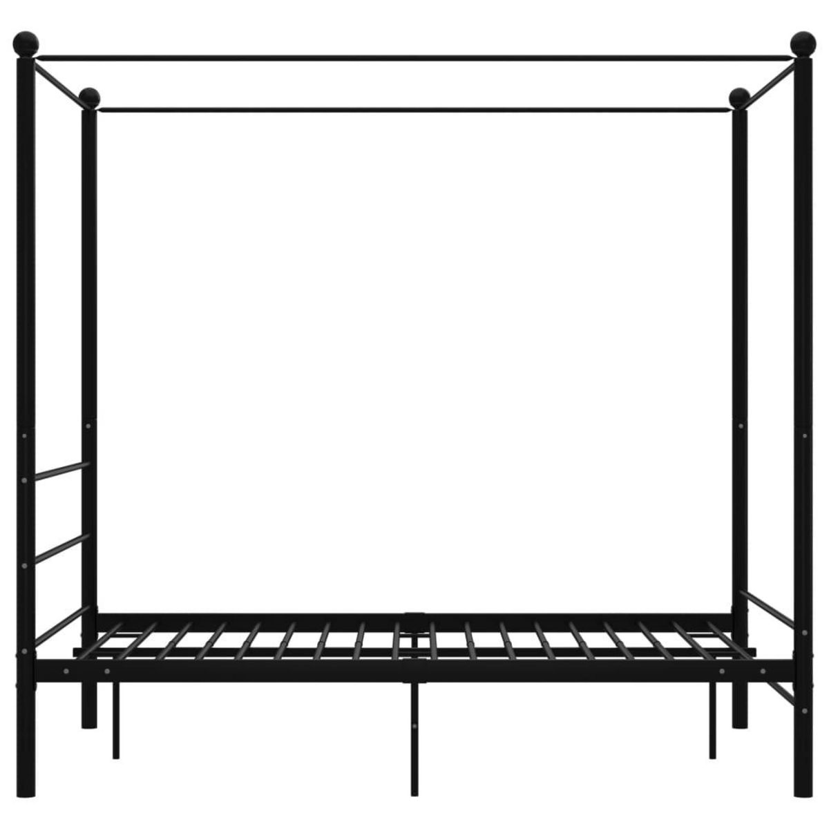 VIDAXL Cadre de lit a baldaquin sans matelas noir 140x200 cm metal