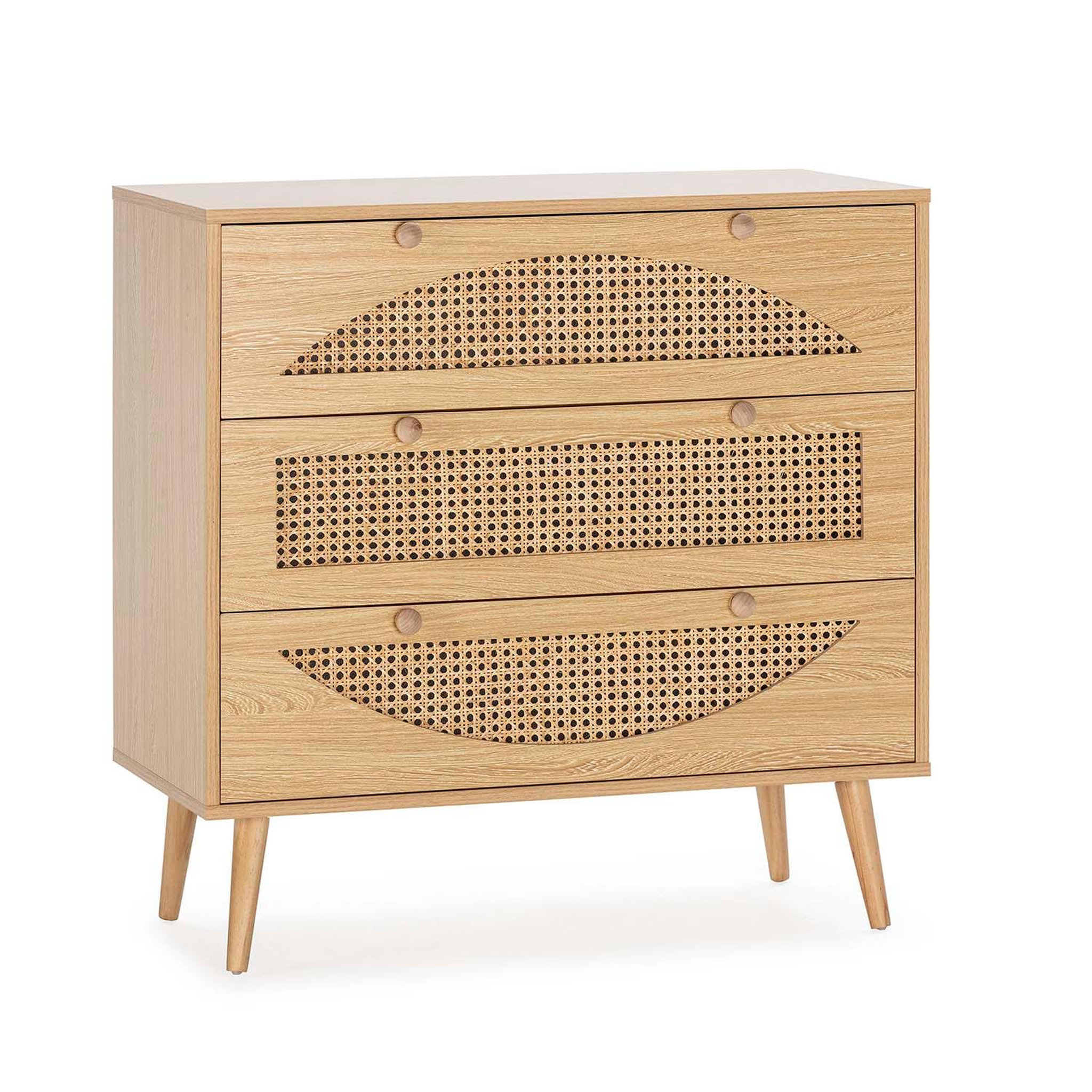 Voir la diapositive 1 : VS VENTA-STOCK Commode Luna 3 tiroirs couleur chêne