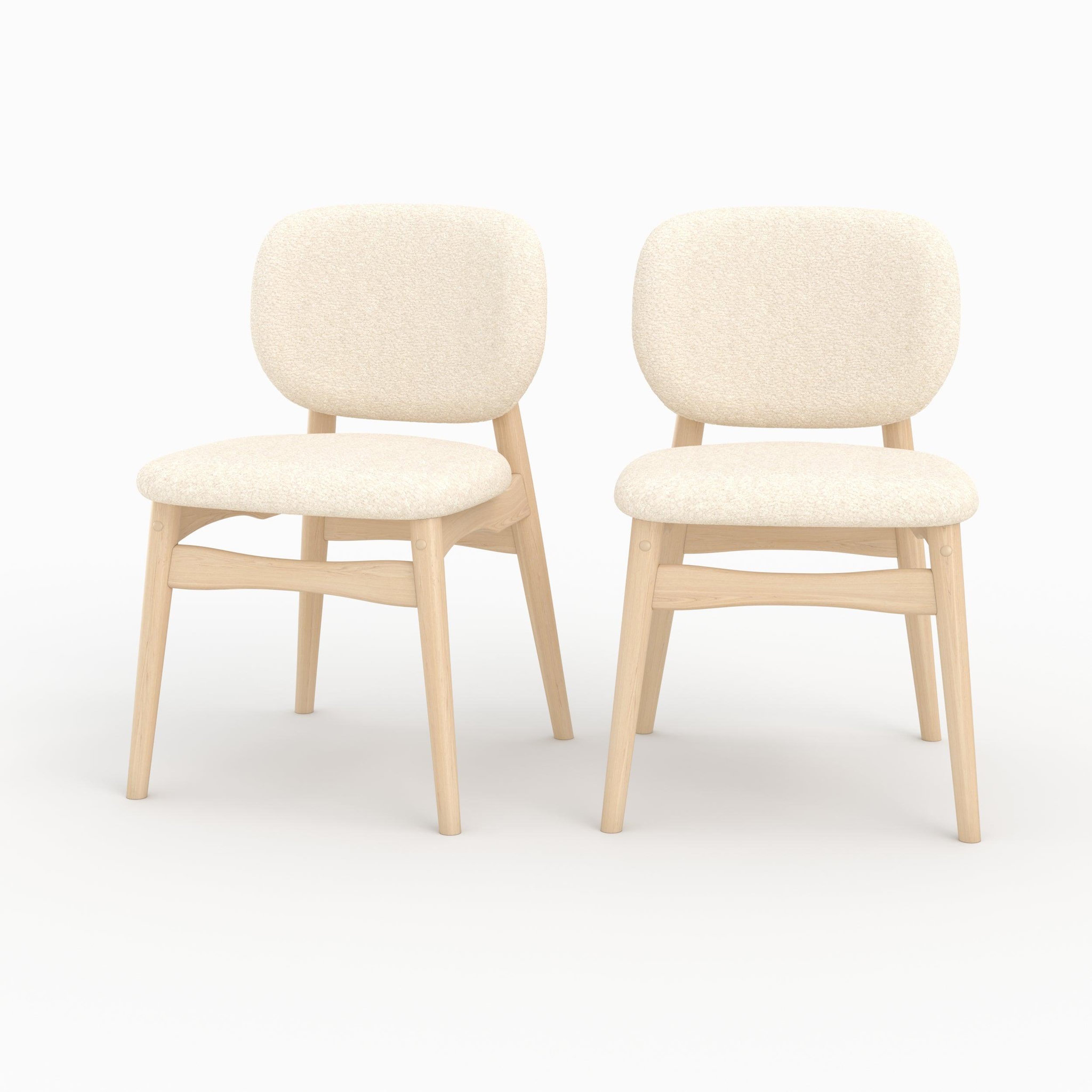 MAISON PAVANE Lot de 2 chaises en tissu bouclé beige-paulette