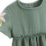 Voir la diapositive 3 : Petit Béguin Robe enfant en gaze de coton + chouchou Pivoina