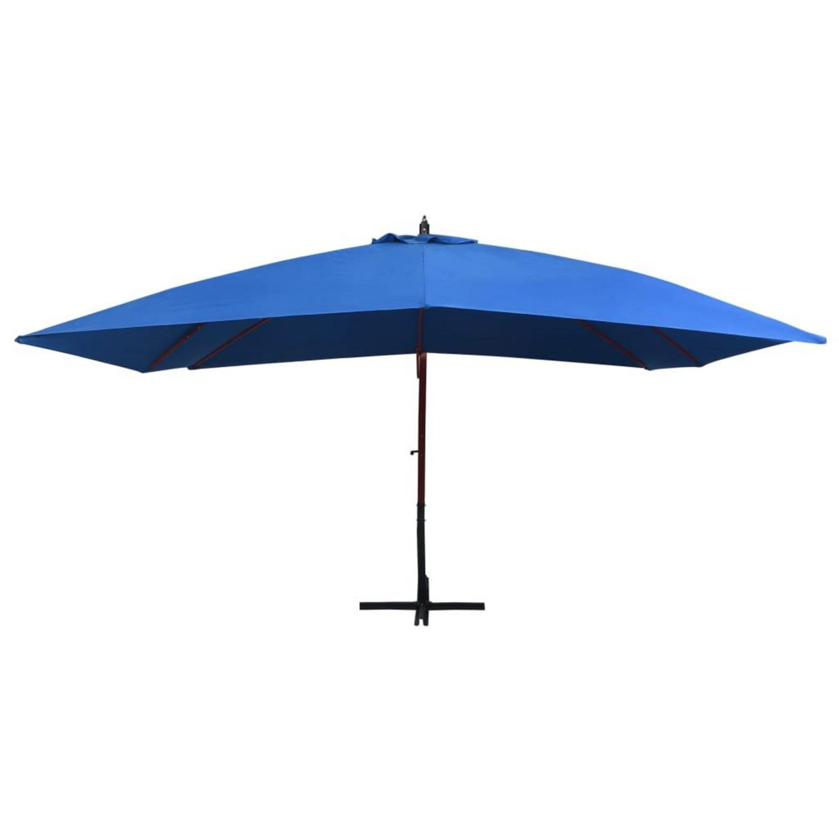 VIDAXL Parasol suspendu avec mat en bois 400x300 cm Bleu