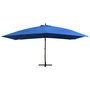 Voir la diapositive 2 : VIDAXL Parasol suspendu avec mat en bois 400x300 cm Bleu