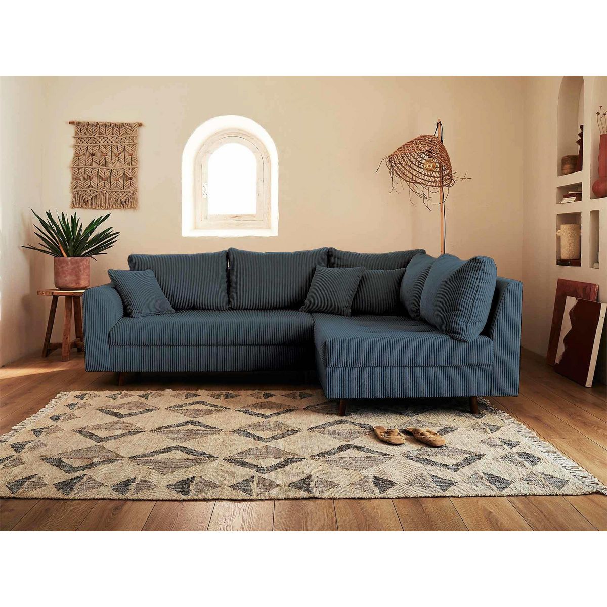 LISA DESIGN Rune - canapé d'angle droit - 4 places - en velours côtelé