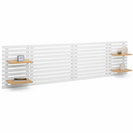 ID MARKET Tête de lit suspendue en lattes AVA 240 cm bois blanc et étagères façon hêtre