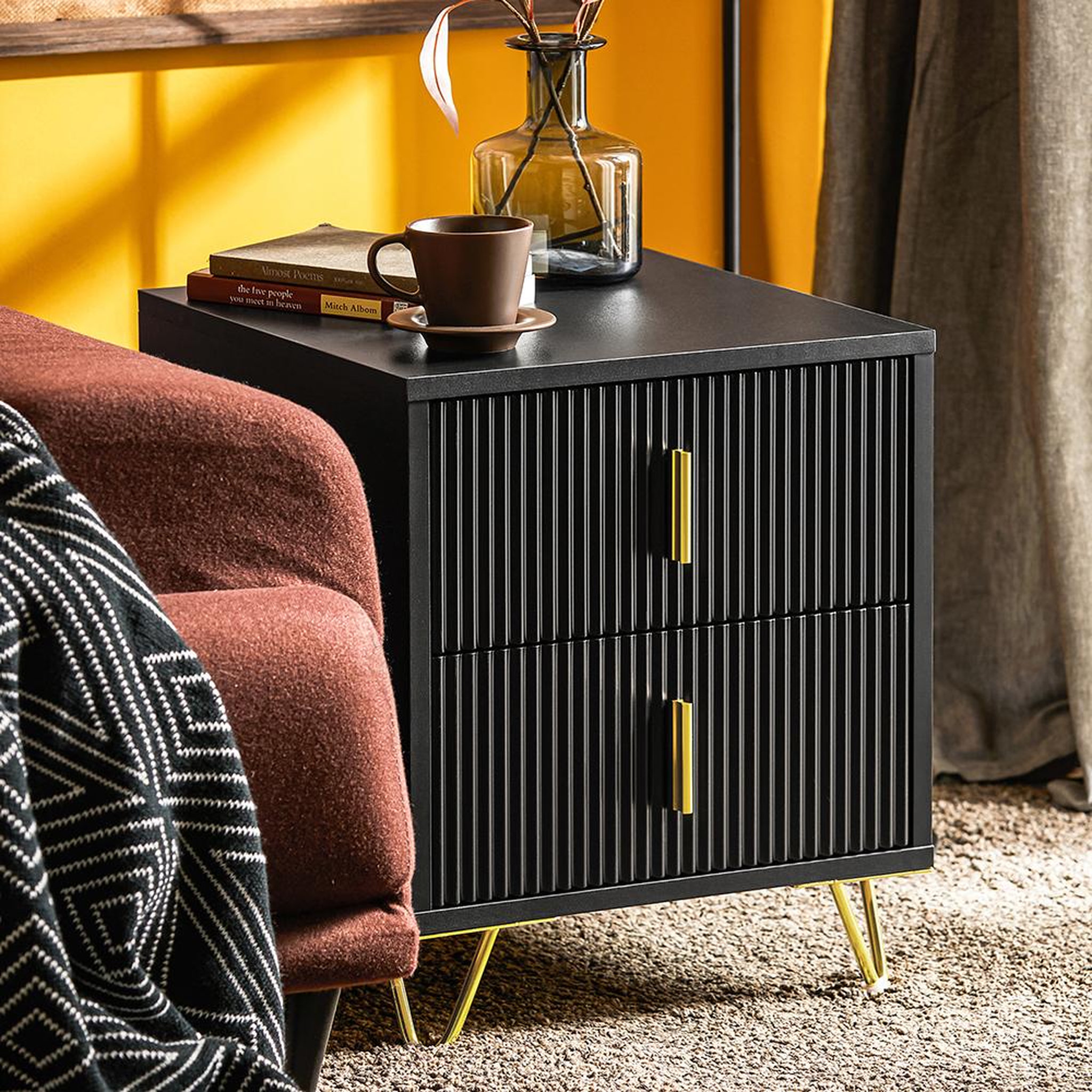 Voir la diapositive 6 : SOBUY SoBuy - Table De Chevet à deux tiroirs - Moderne - FBT115X2