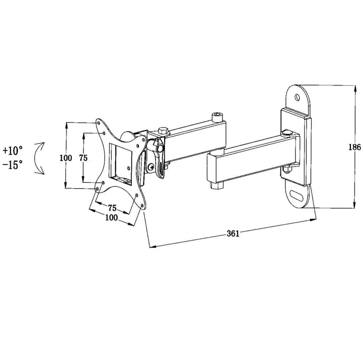 tectake Support mural TV 10 - 26  orientable et inclinable