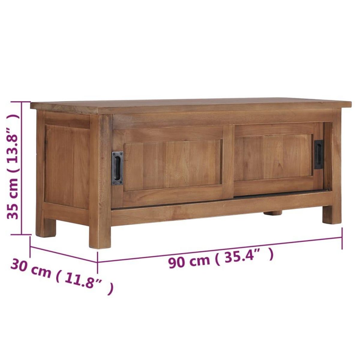 VIDAXL Meuble TV 90x30x35 cm Bois de teck massif