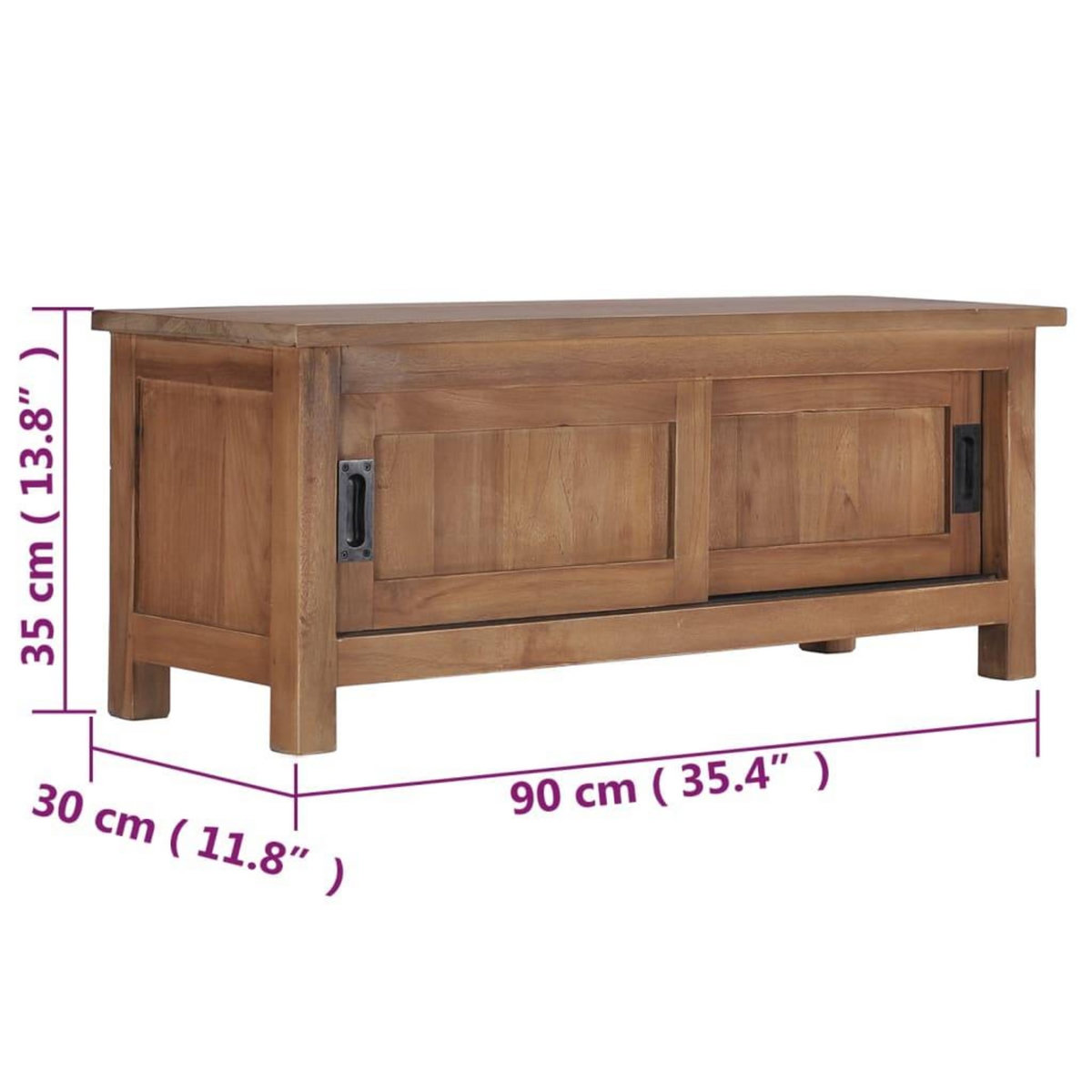 VIDAXL Meuble TV 90x30x35 cm Bois de teck massif