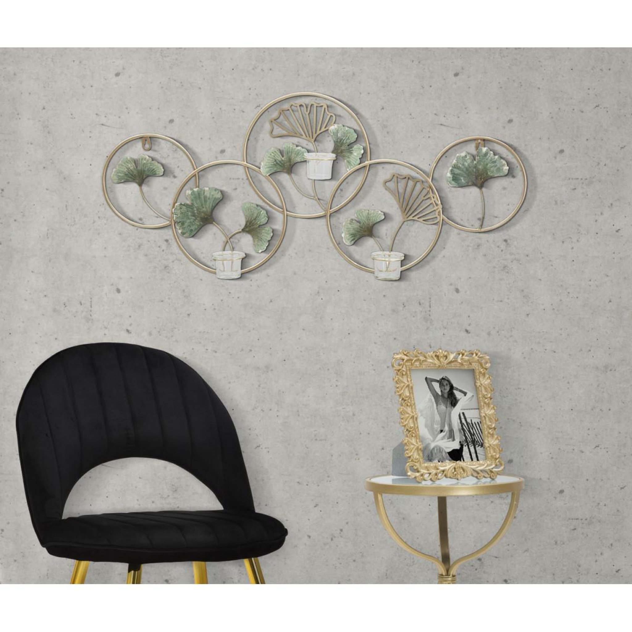 Voir la diapositive 5 : Paris Prix Bougeoir mural en métal  greenery  80cm multicolore