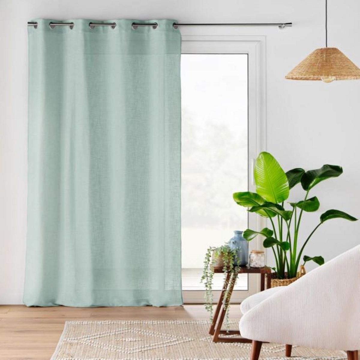 Paris Prix Rideau Voilage à Œillets  Cloris  140x280cm Bleu