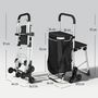 Voir la diapositive 3 : HOMCOM Chariot de courses pliable 3 en 1 tabouret sac à bandoulière 40L poignée telescopique compartiment isotherme alu noir
