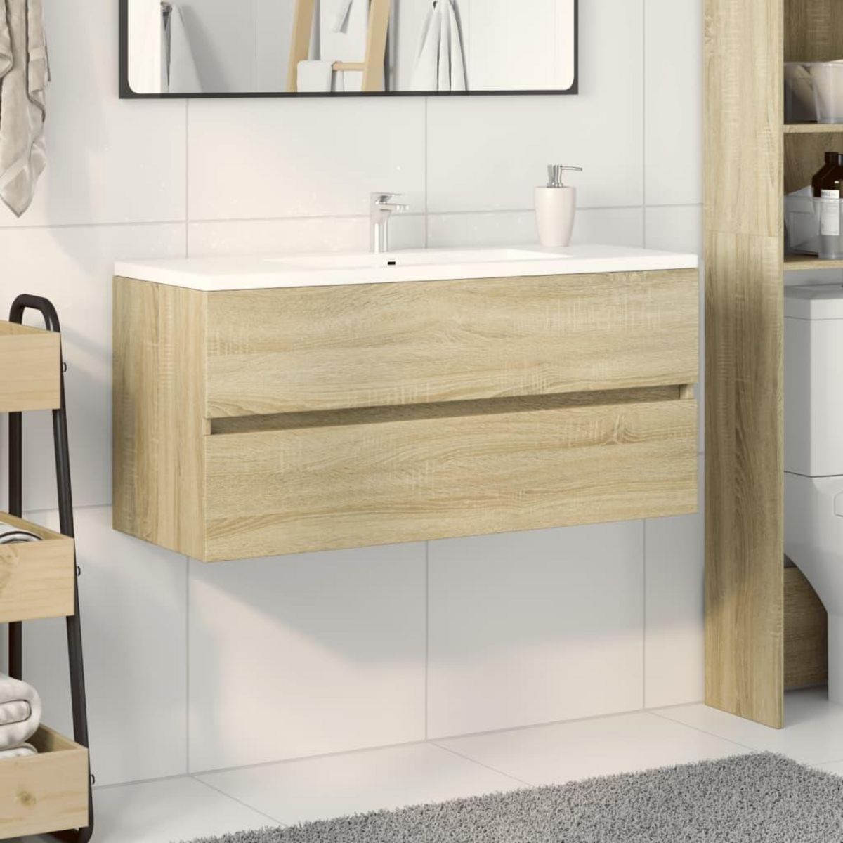 VIDAXL Armoire de lavabo de salle de bain chene sonoma 100x38,5x45 cm