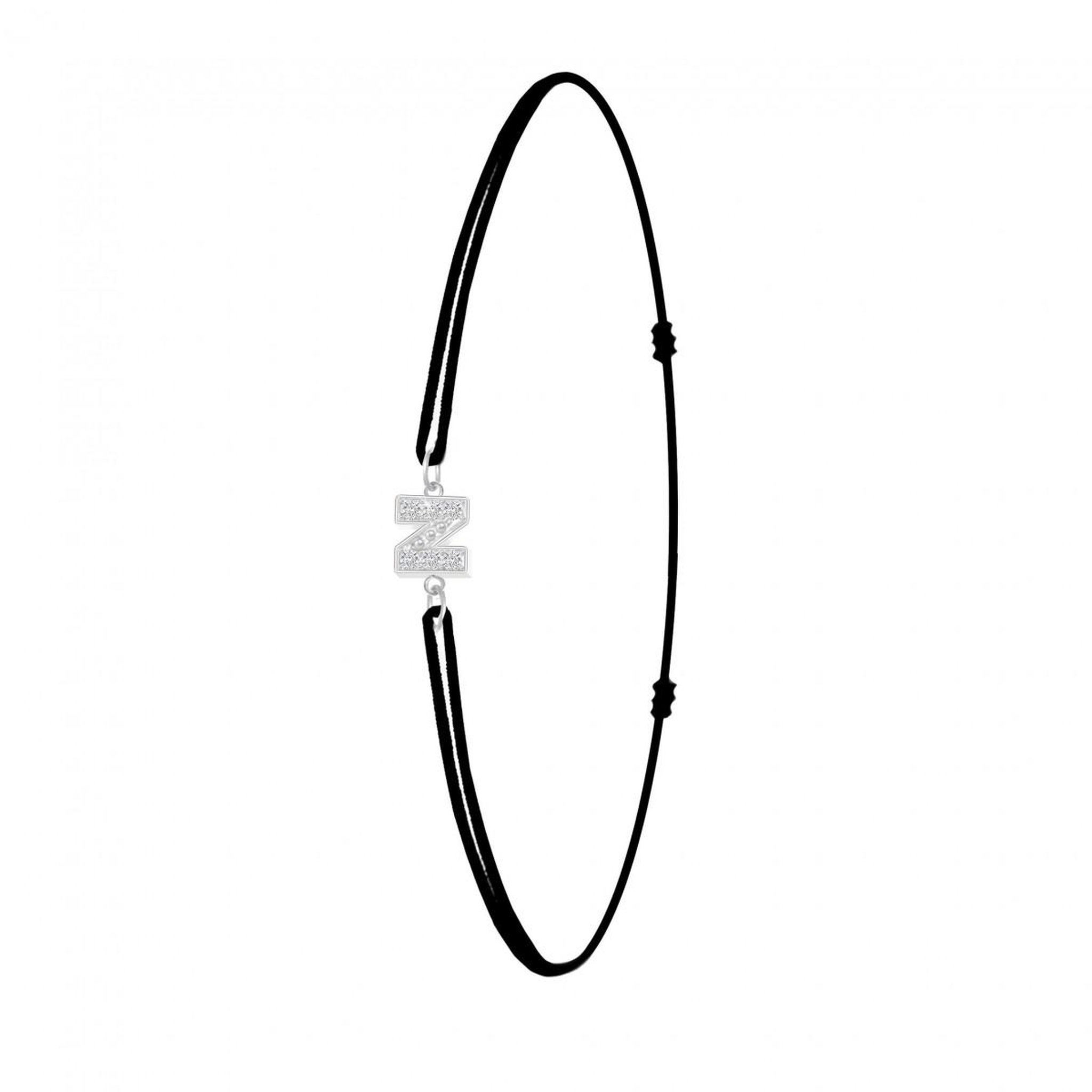 SC CRYSTAL Bracelet lettre Z élastique noir SC Crystal orné de Cristaux scintillants