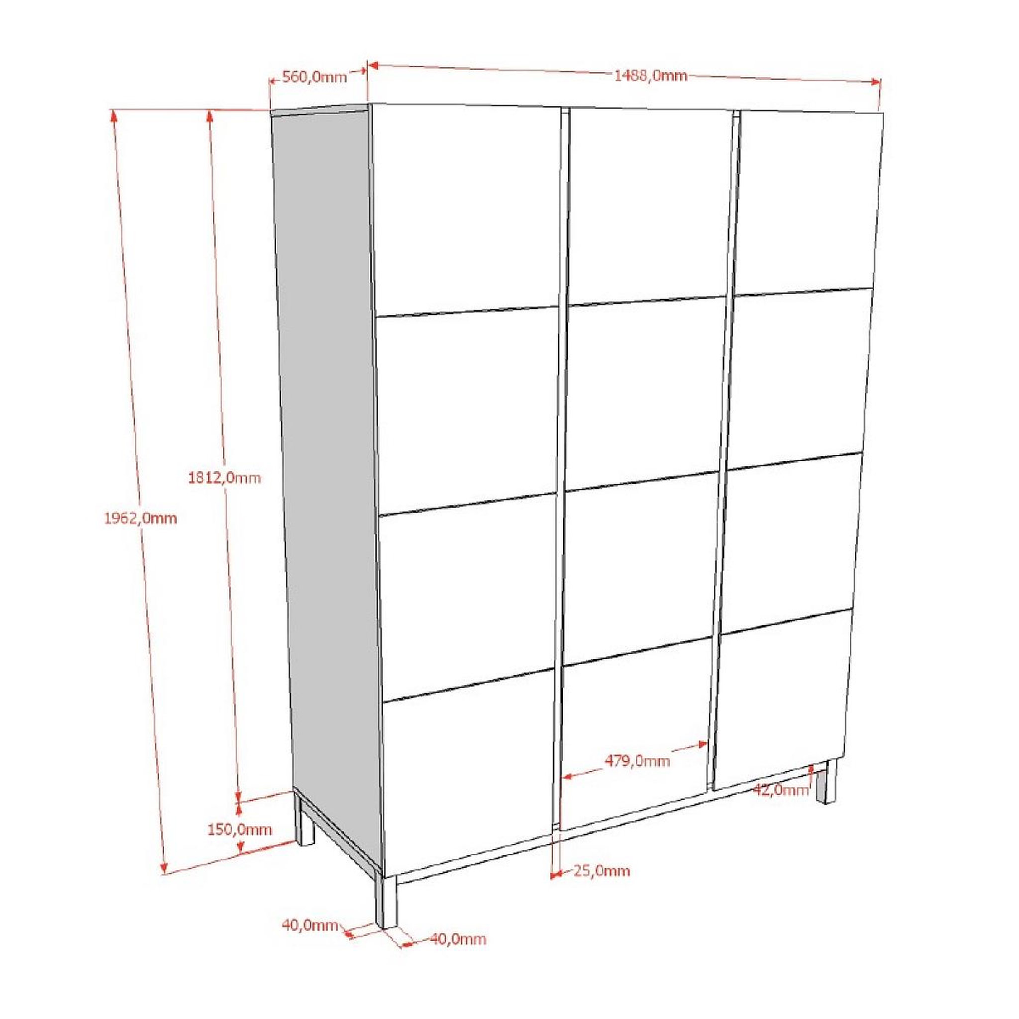Voir la diapositive 3 : Vipack Armoire eva 3 portes blanc