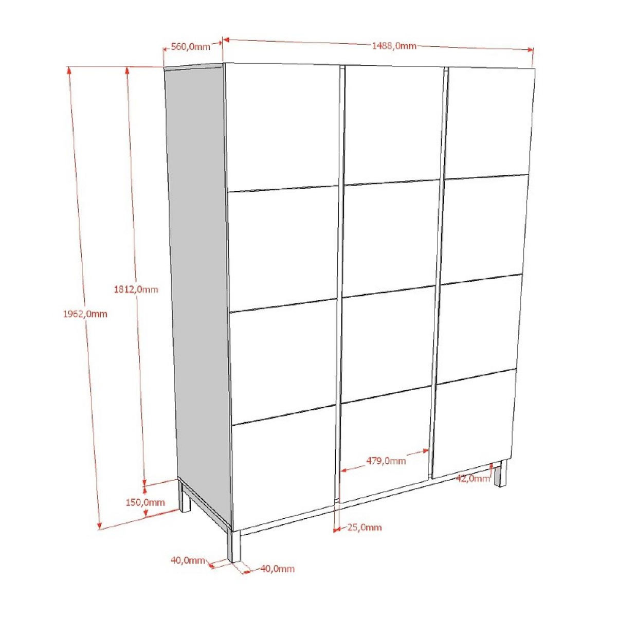 Vipack Armoire eva 3 portes blanc